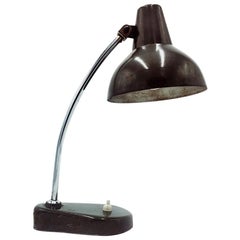 Italian Midcentury Gray Plastic Desk Lamp with Metal Structure, 1970s