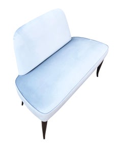 Italian Midcentury Gray Velvet Bench