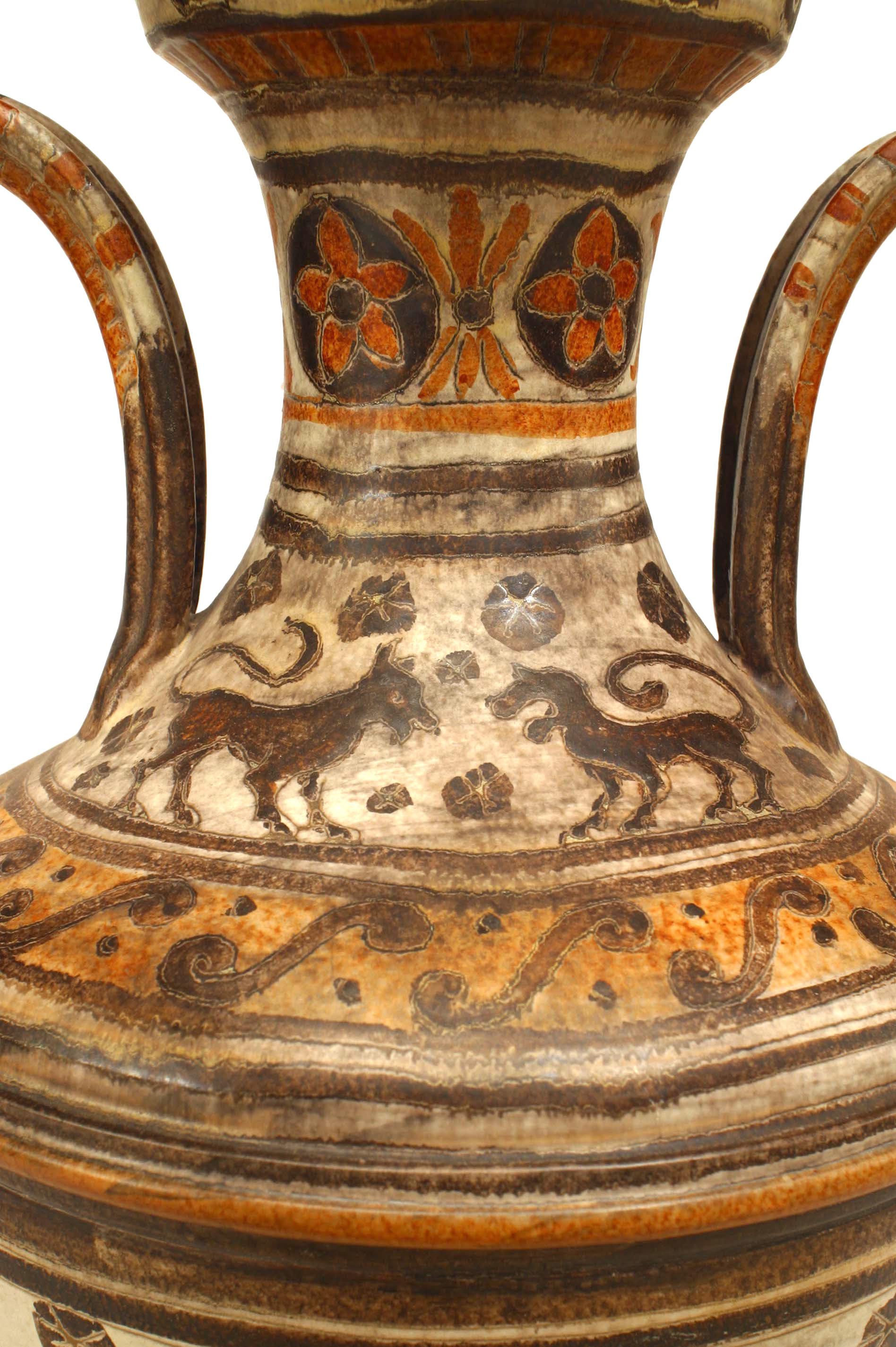 Neoclassical Italian Mid-Century Grecian Etruscan Style Earthenware Urn