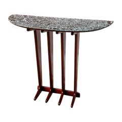 Italian Mid-Century Green Alpi Marble and Solid Wood Entrace Consolle, 1940s