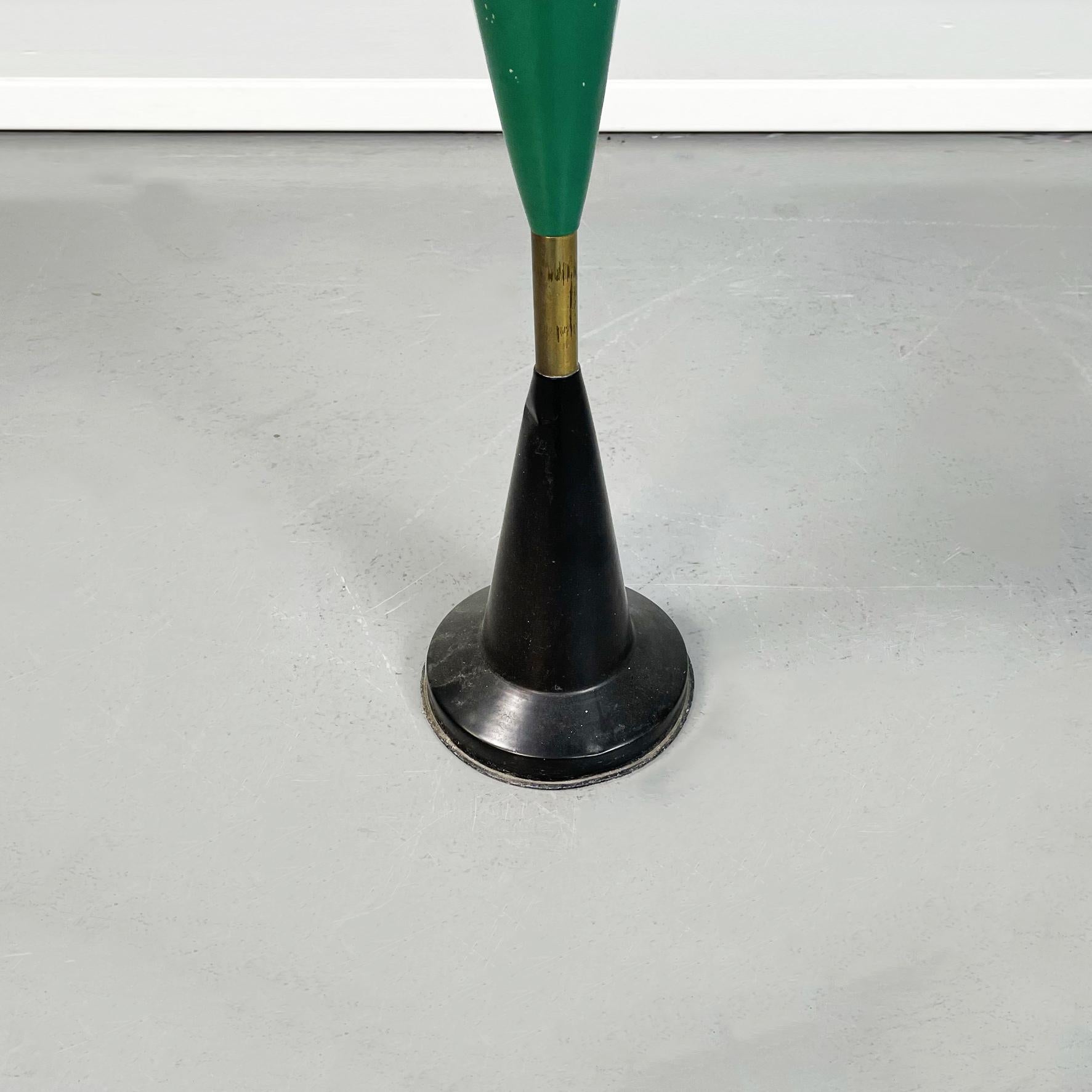 Mid-Century Modern Italian Mid-Century Green and Black, Plastic and Brass Floor Ashtray, 1960s