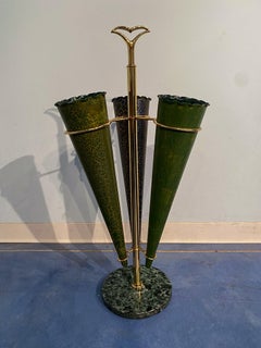 Italian Mid-Century Green Color Umbrella Stands "Cracked Effect", 1950s