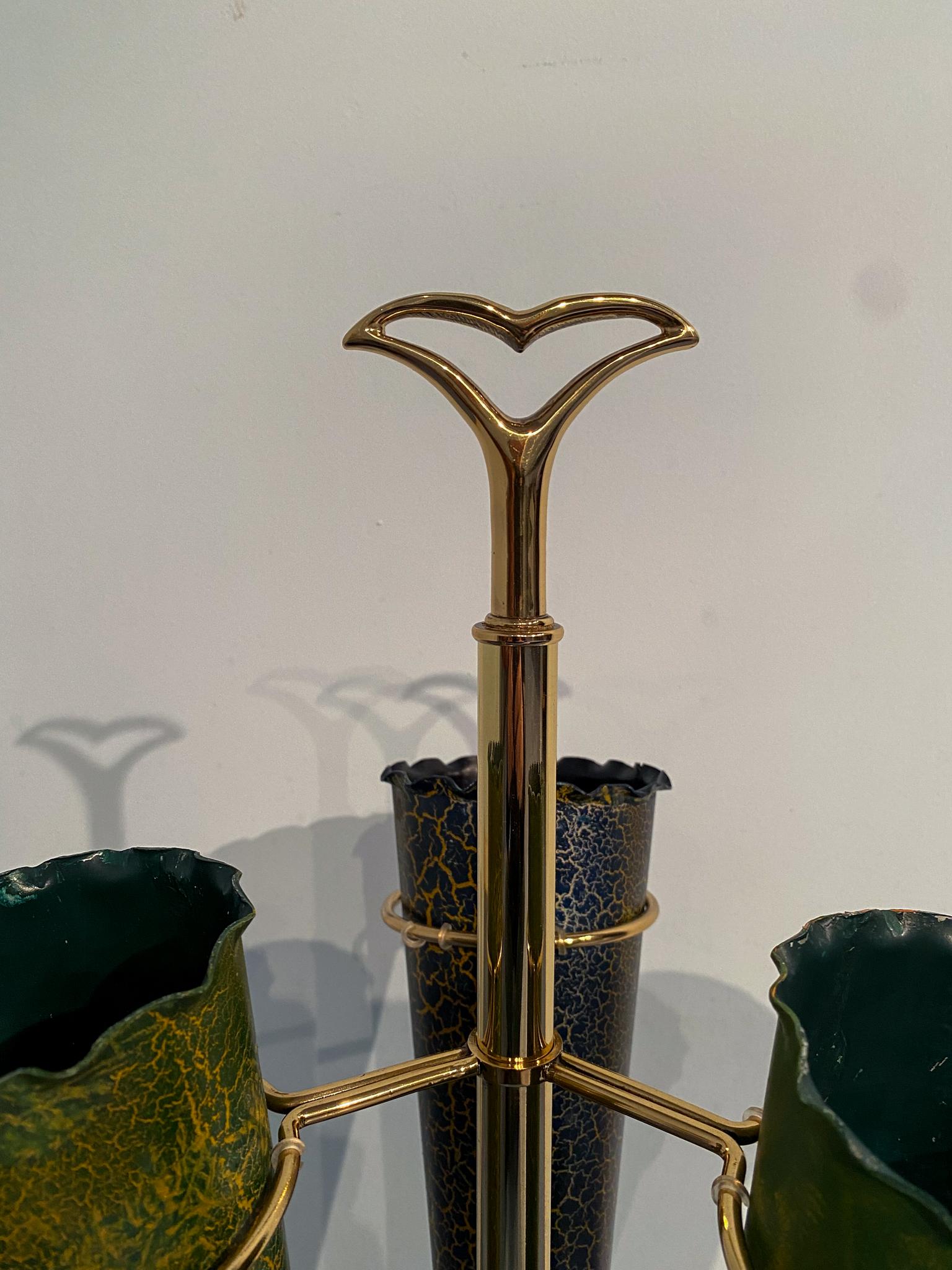 Italienische Mid-Century-Schirmständer in Grün, „Cracked Effect“, 1950er Jahre im Zustand „Gut“ im Angebot in Traversetolo, IT
