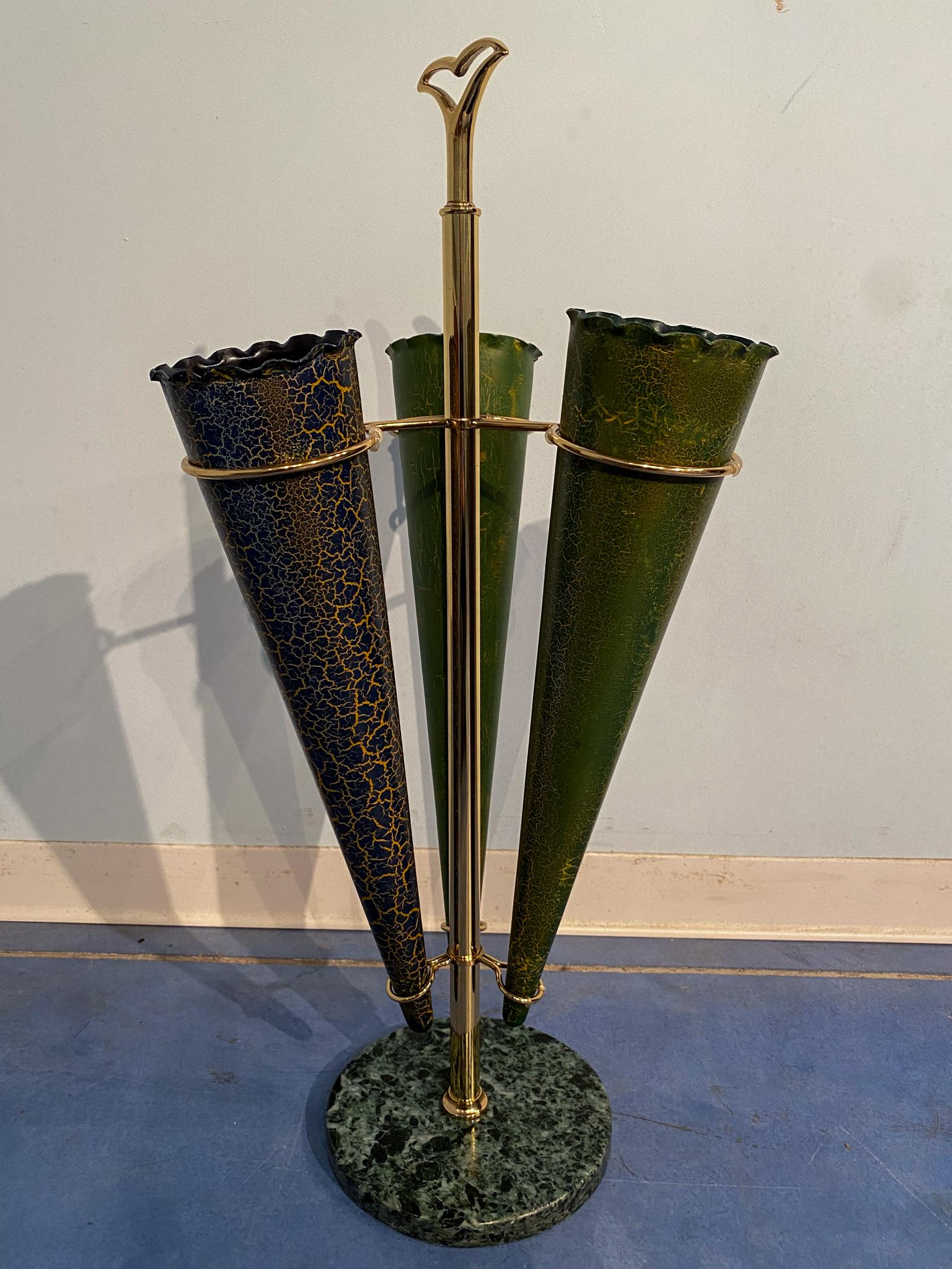 Aluminum Italian Mid-Century Green Color Umbrella Stands 