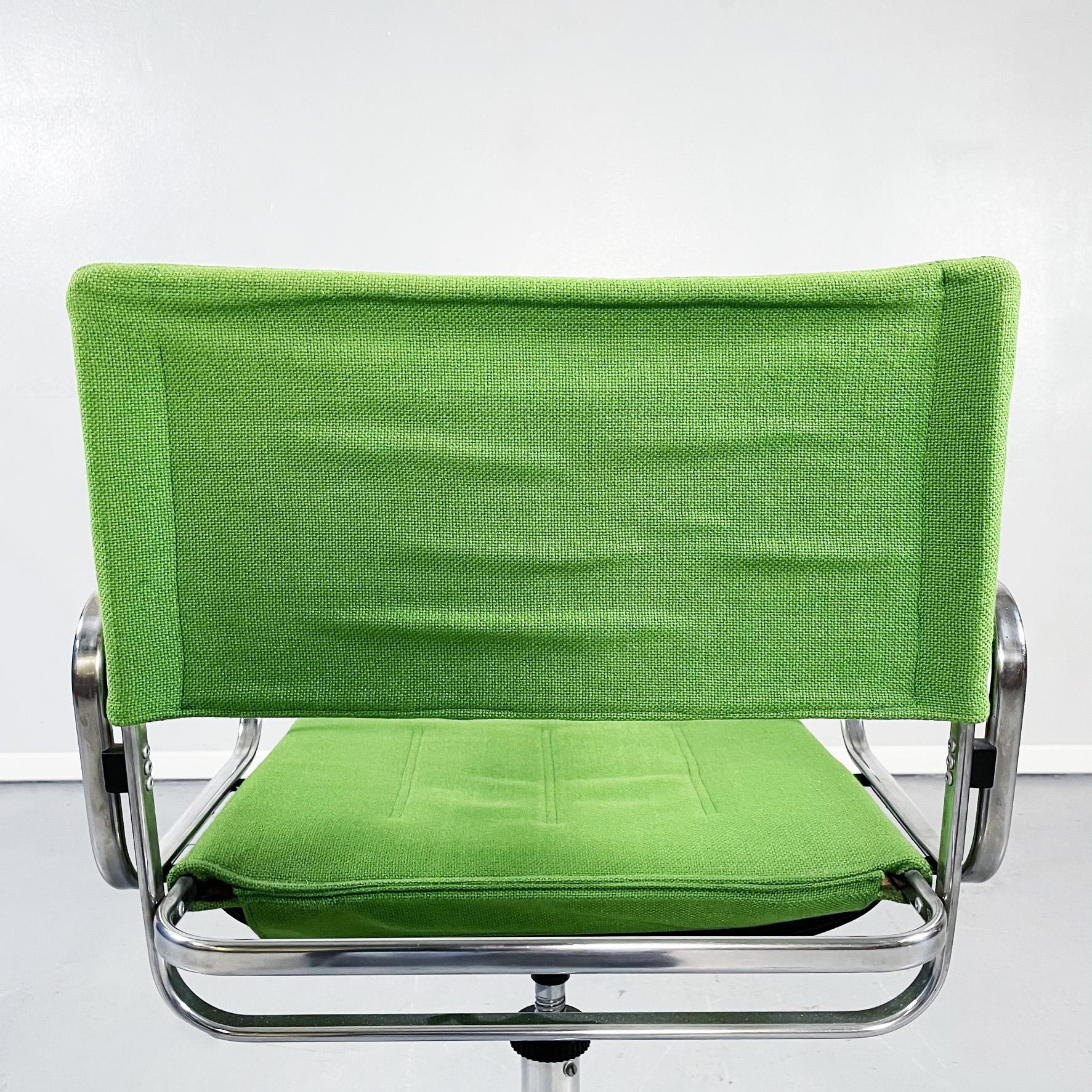 Italian Mid-Century Green Fabric and Steel Office Chairs by Zanotta, 1980s 6