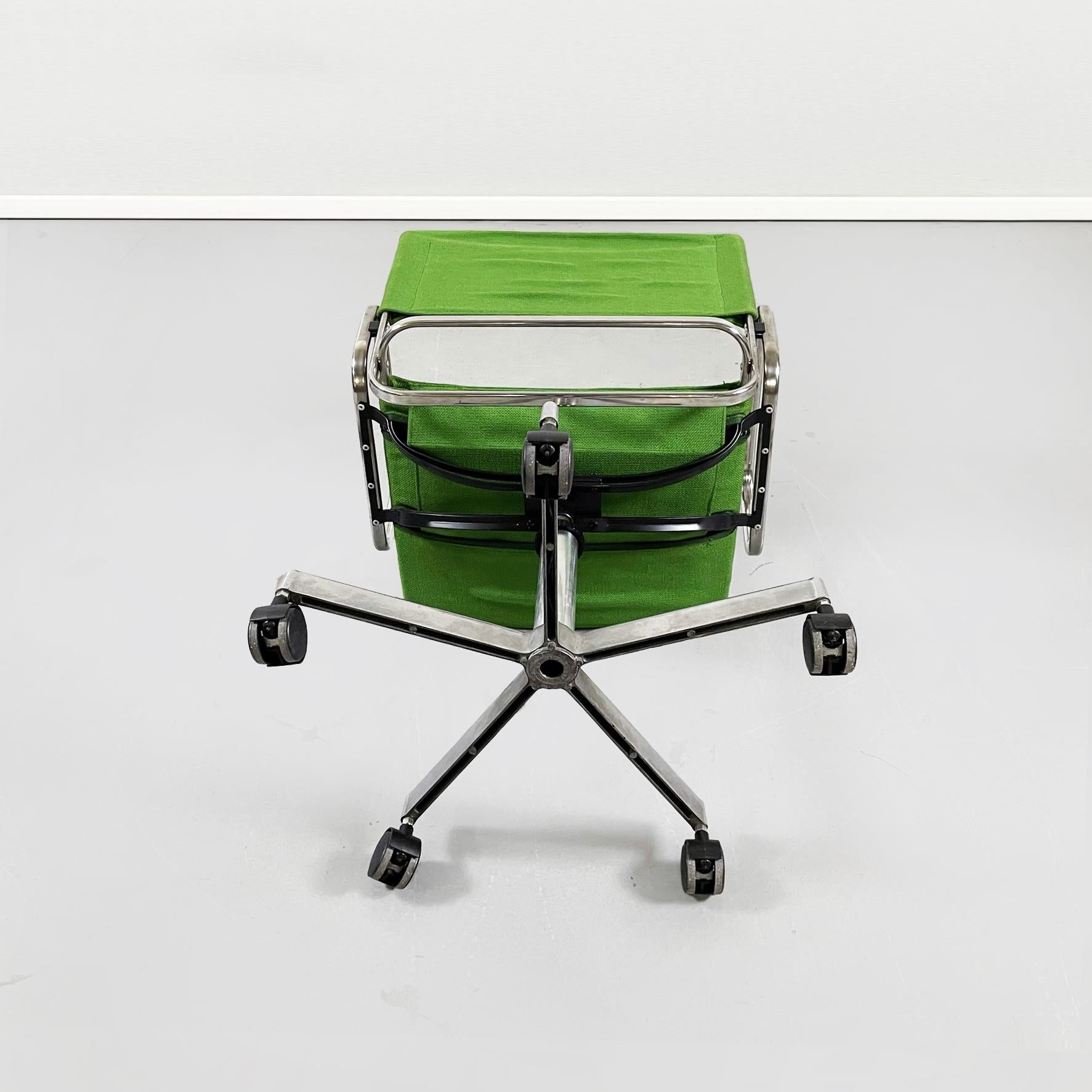 Italian Mid-Century Green Fabric and Steel Office Chairs by Zanotta, 1980s 9