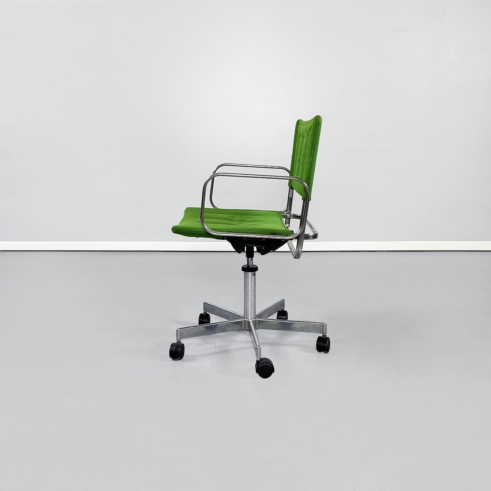 Mid-Century Modern Italian Mid-Century Green Fabric and Steel Office Chairs by Zanotta, 1980s