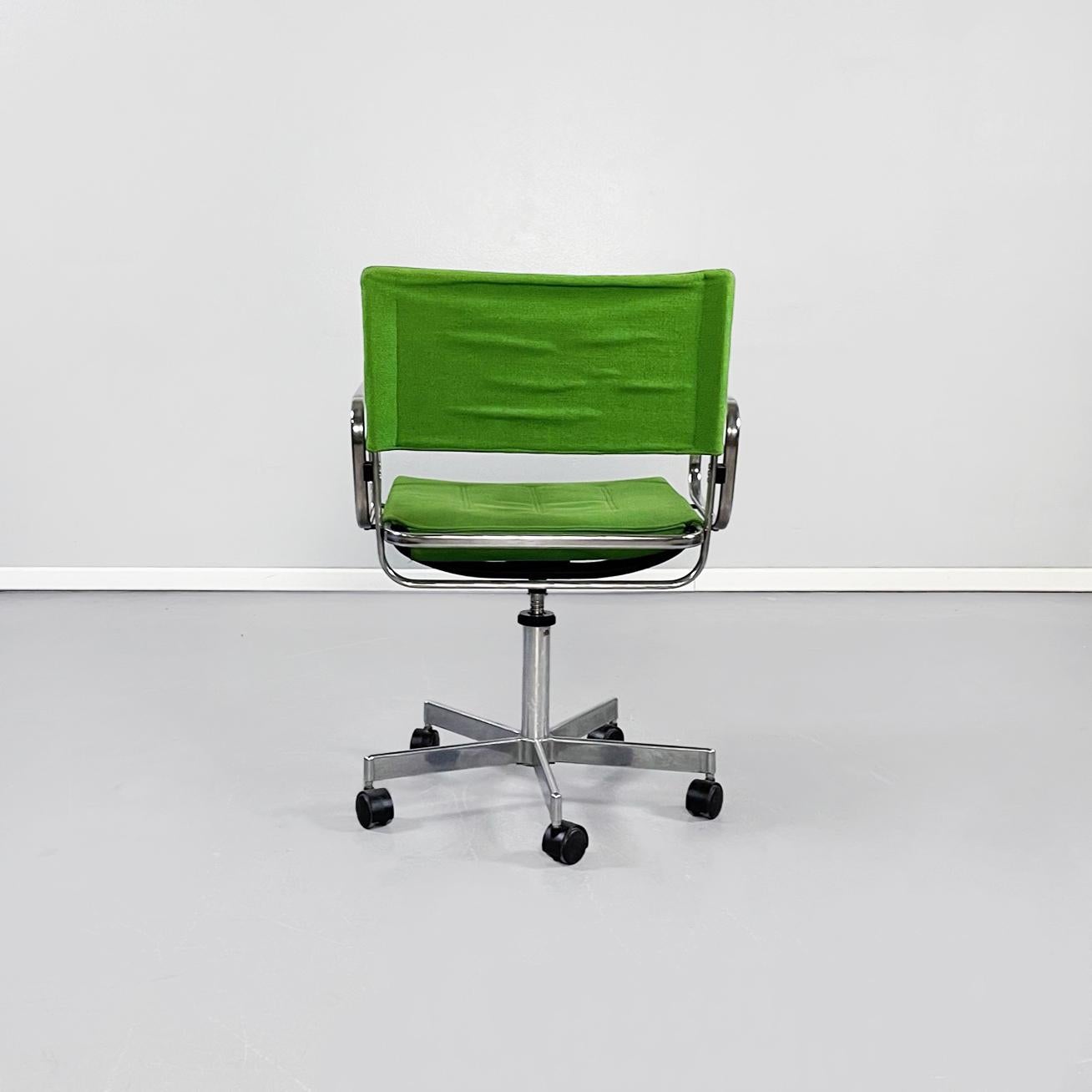 Italian Mid-Century Green Fabric and Steel Office Chairs by Zanotta, 1980s In Good Condition In MIlano, IT