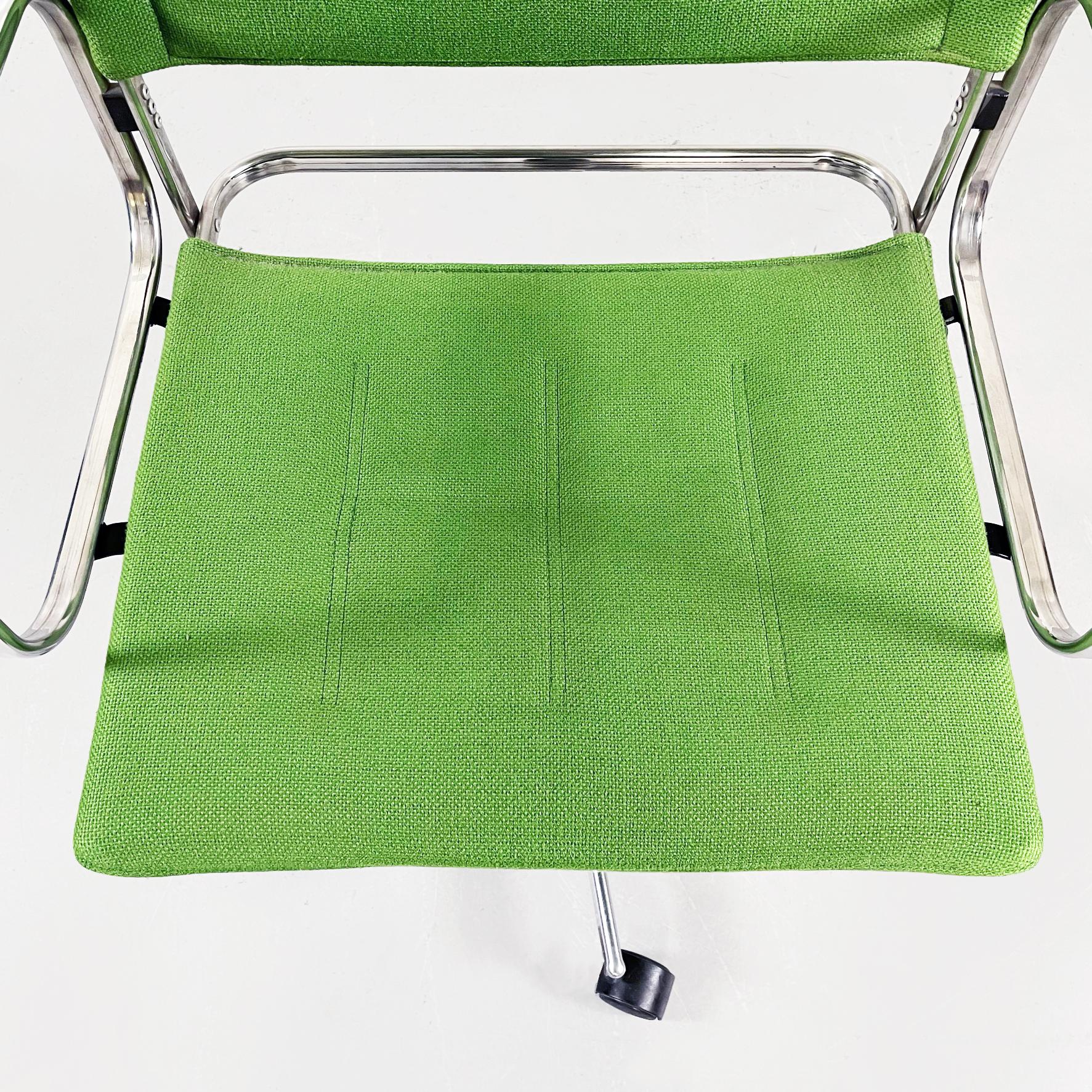 Late 20th Century Italian Mid-Century Green Fabric and Steel Office Chairs by Zanotta, 1980s