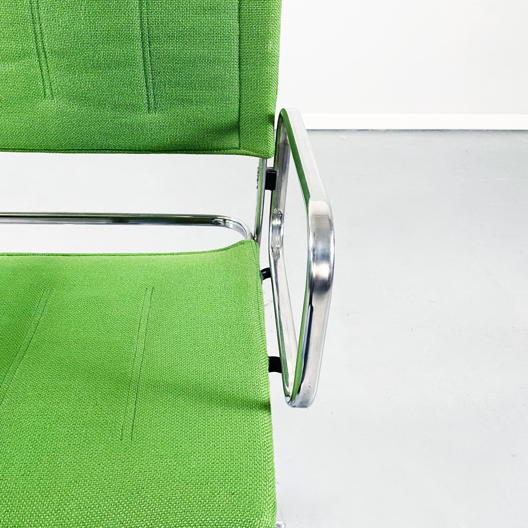 Italian Mid-Century Green Fabric and Steel Office Chairs by Zanotta, 1980s 1