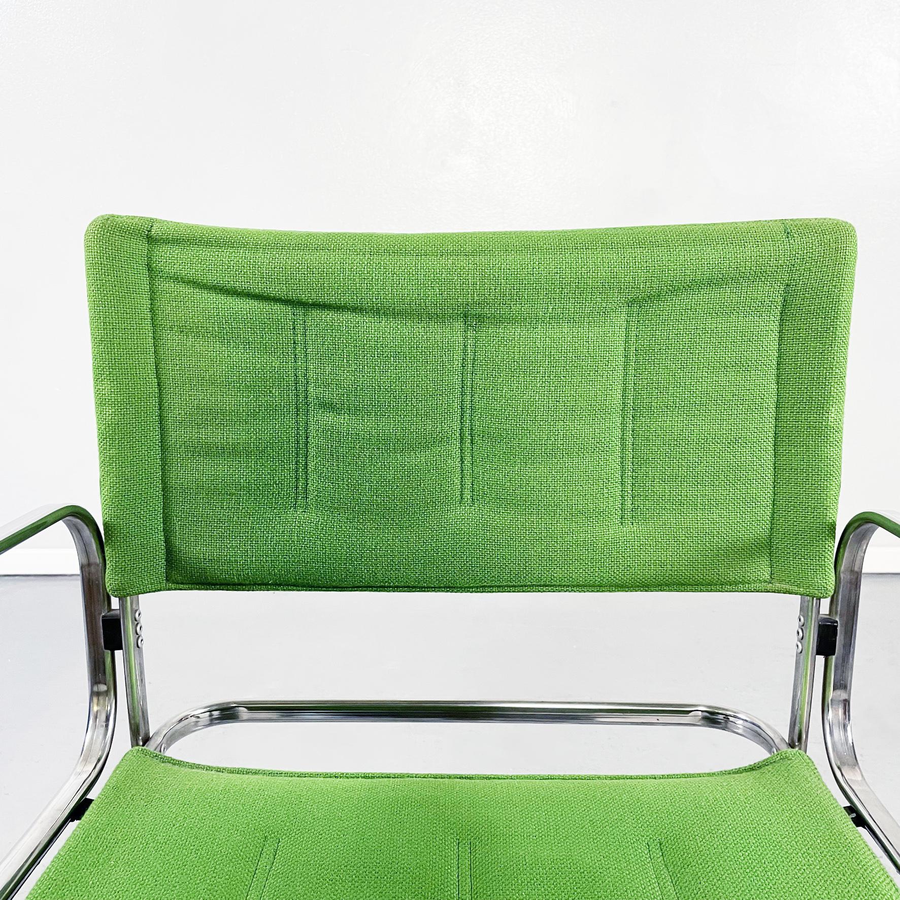 Italian Mid-Century Green Fabric and Steel Office Chairs by Zanotta, 1980s 2