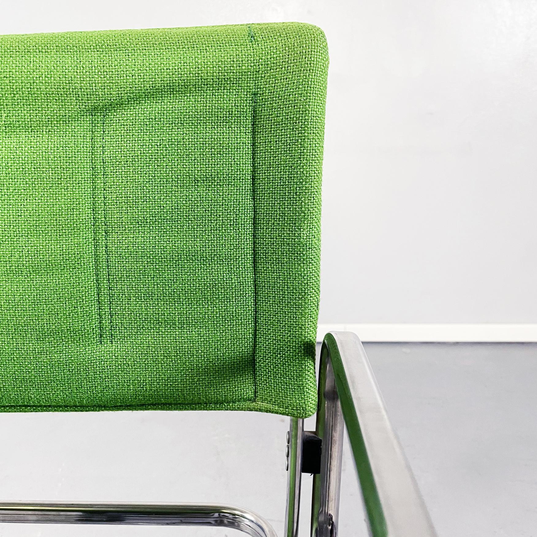 Italian Mid-Century Green Fabric and Steel Office Chairs by Zanotta, 1980s 3