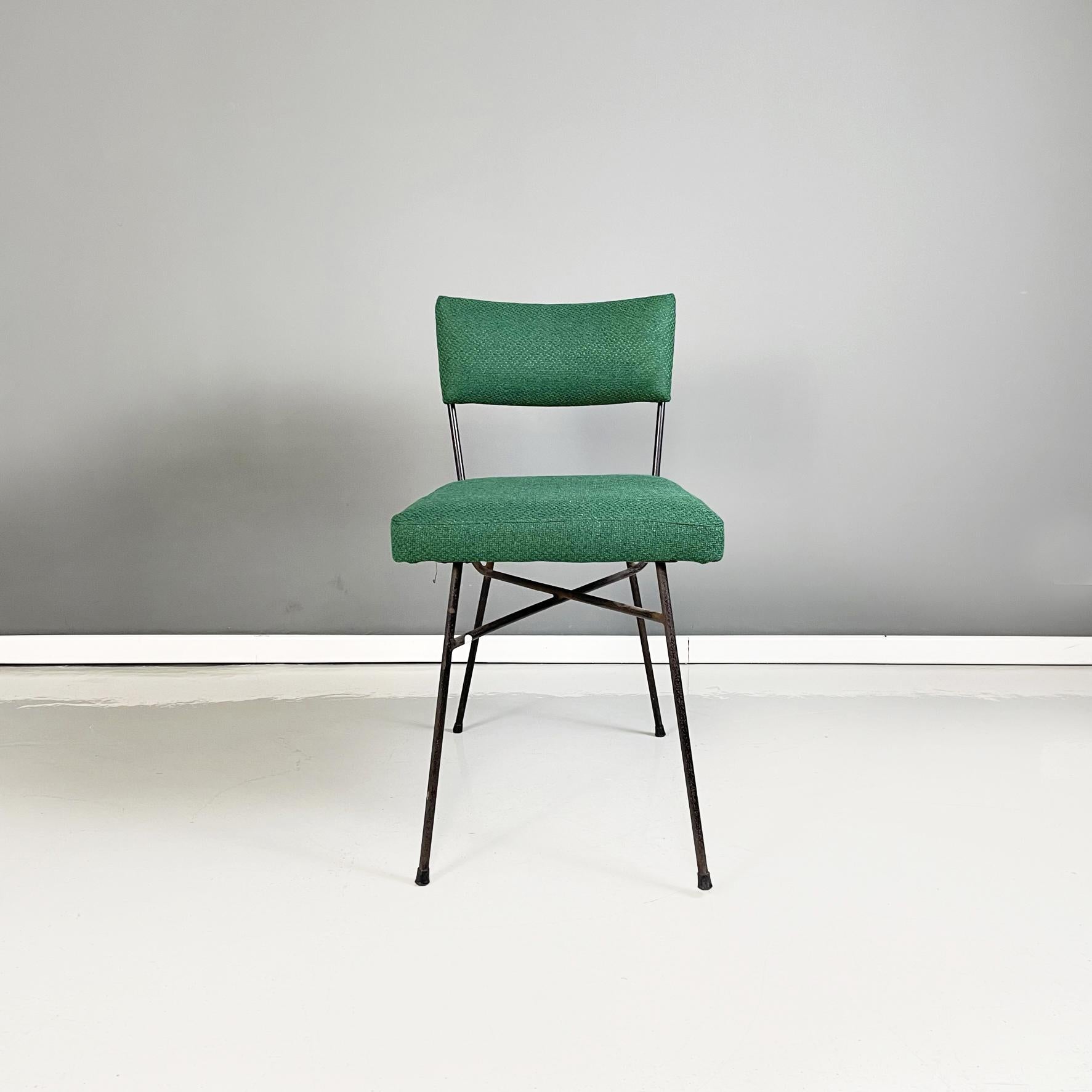 Italian mid-century green fabric chair mod. Elettra by Studio BBPR for Arflex, 1960s
Chair mod. Elettra with squared seat and curved rectangular back in forest green fabric. The structure is in black painted metal rod.
Produced by Arflex in 1960s