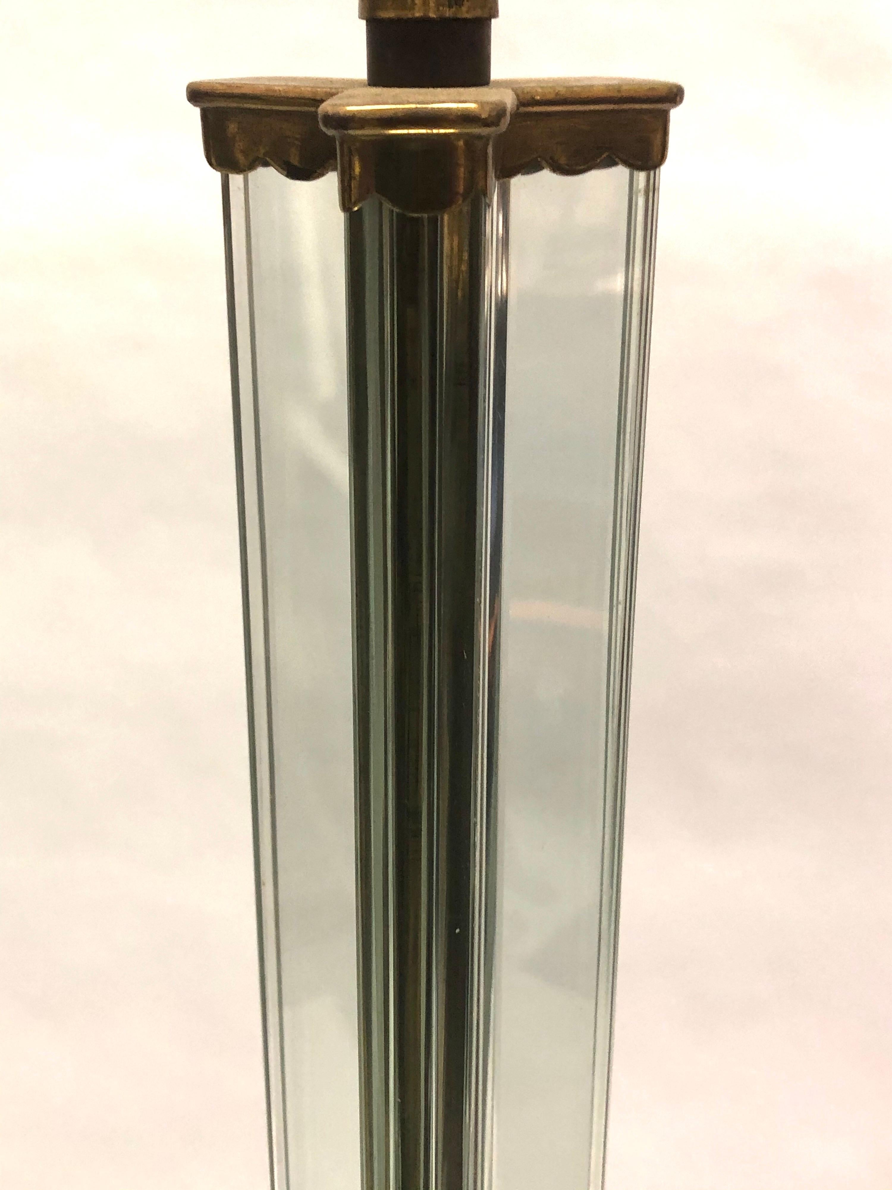 Italian Mid-century Modern Green Glass Floor Lamp by Fontana Arte, 1930 In Good Condition For Sale In New York, NY
