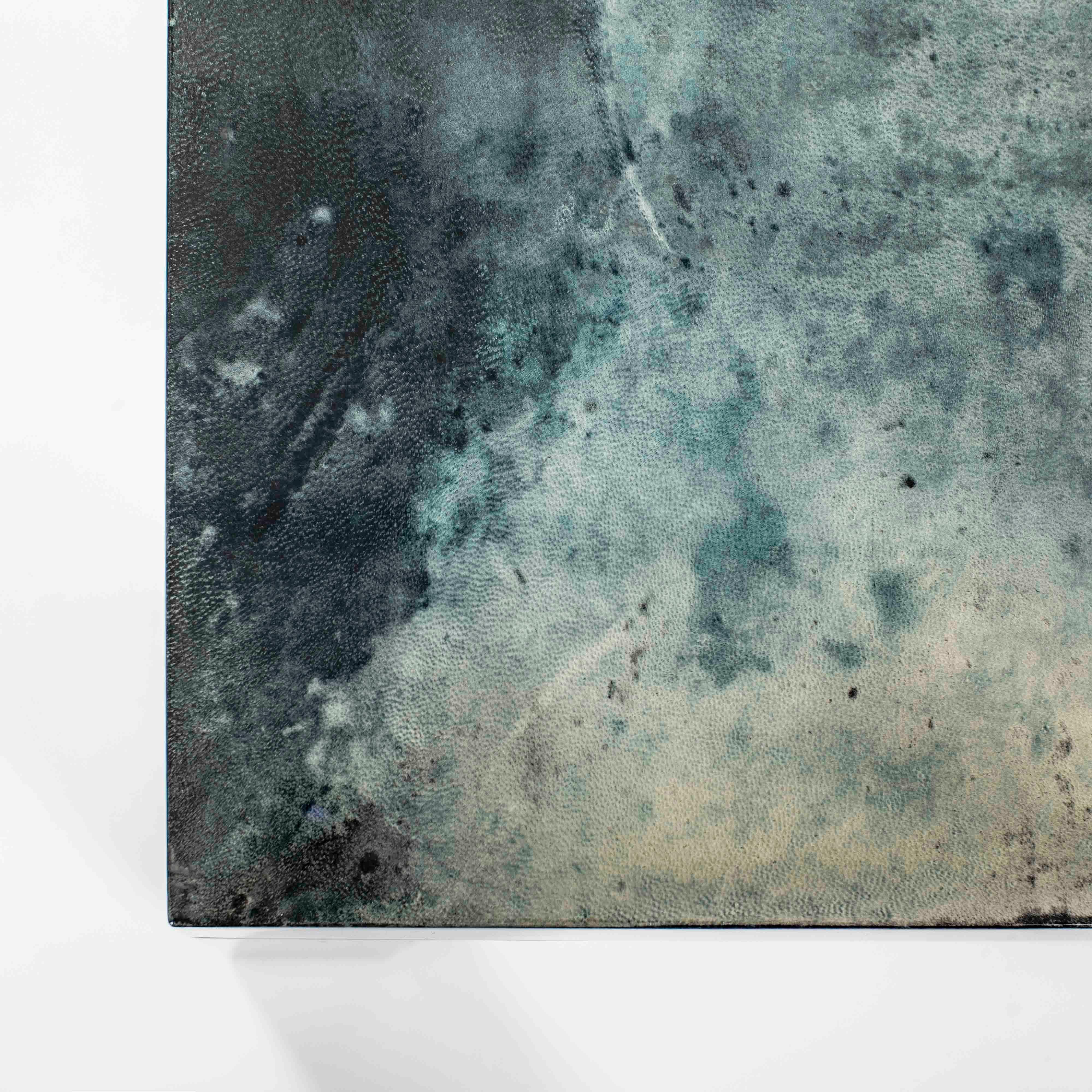 Sofà quadrato in pelle di capra verde di Aldo Tura degli anni '70, firmato in vendita 9