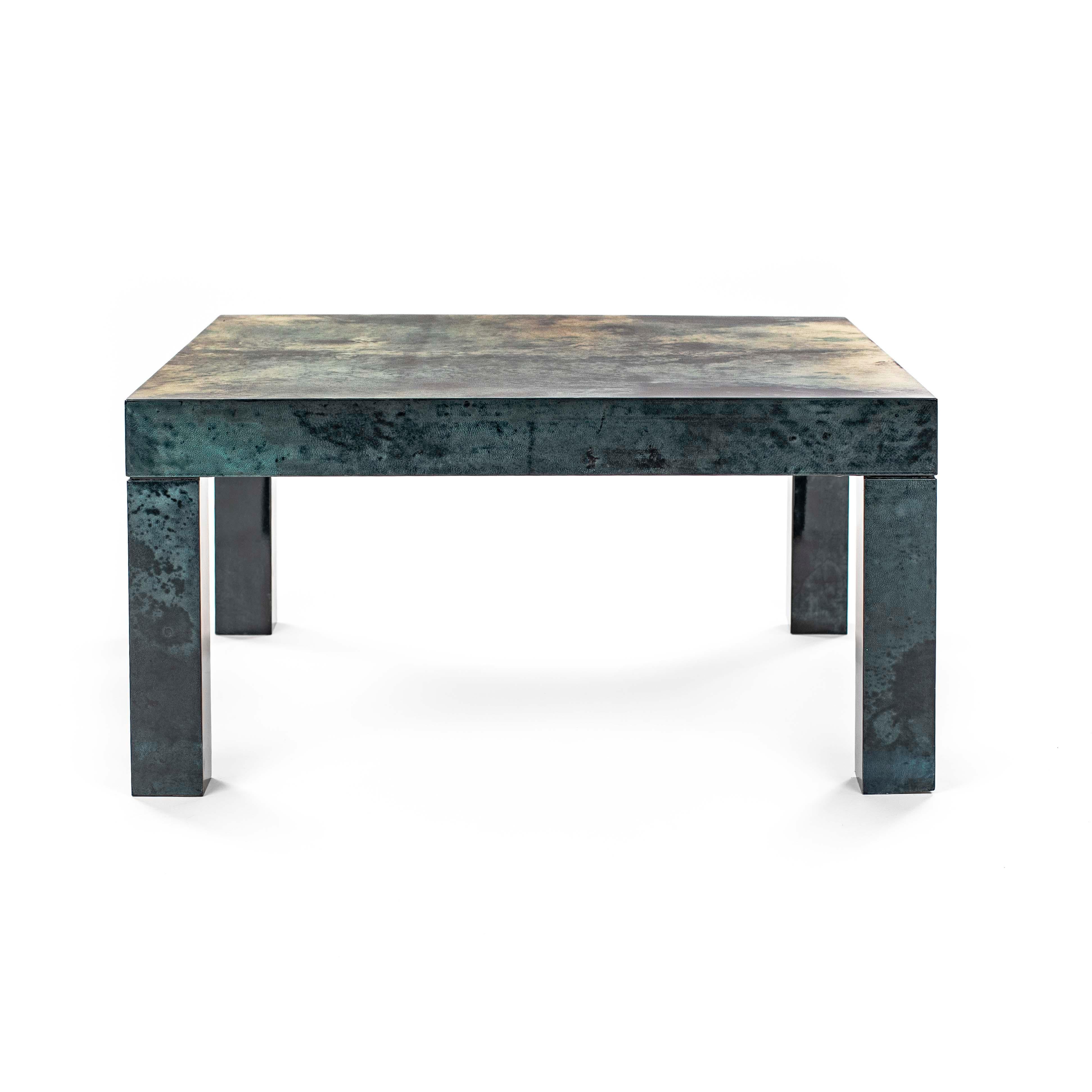 Mid-Century moderno Sofà quadrato in pelle di capra verde di Aldo Tura degli anni '70, firmato in vendita