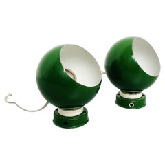 Italian Mid-Century Green Metal Internal Magnet Wall Lamps by Reggiani, 1960s