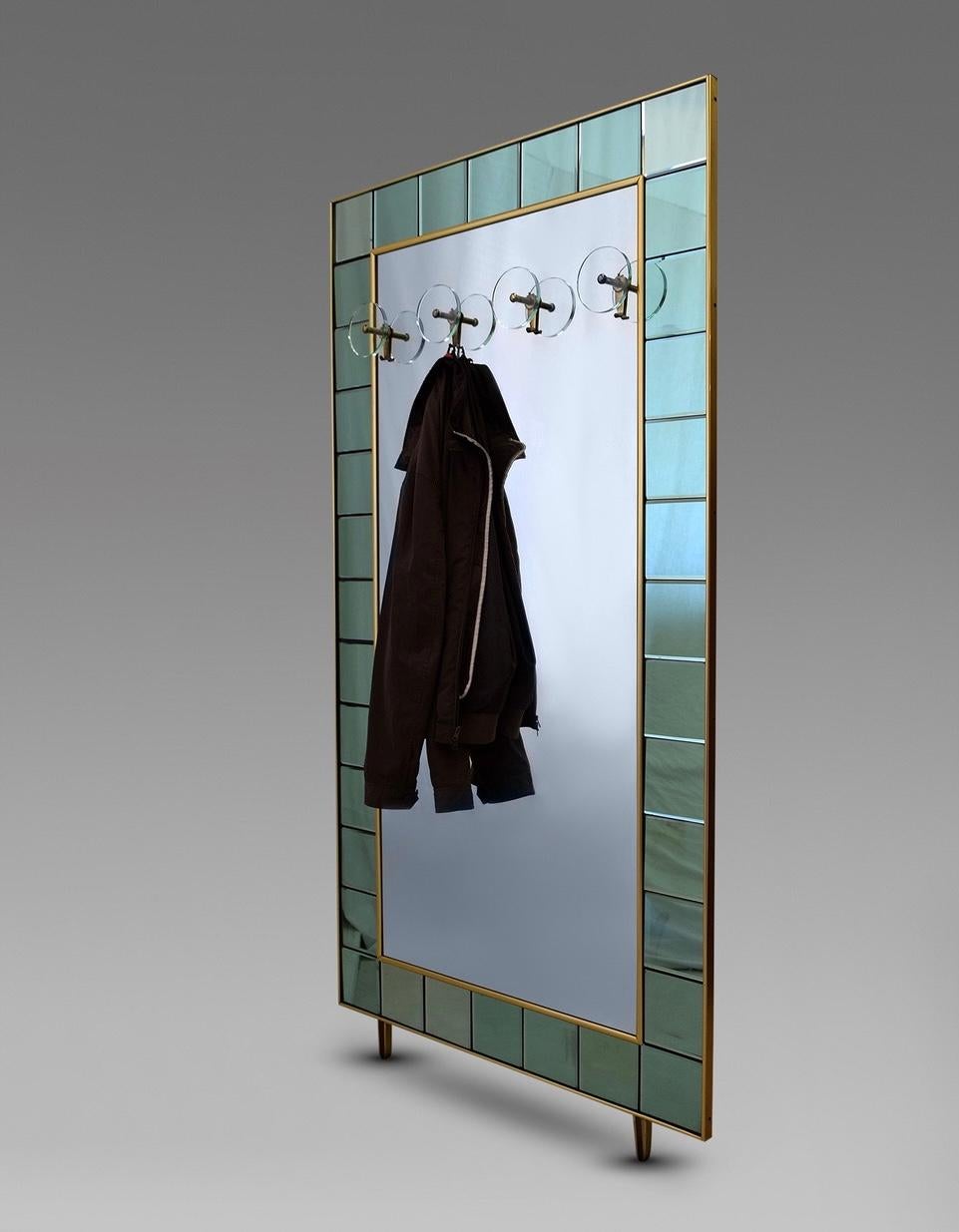 Italian Mid Century Hallway Entrance Mirror Coat Rack For Sale 2