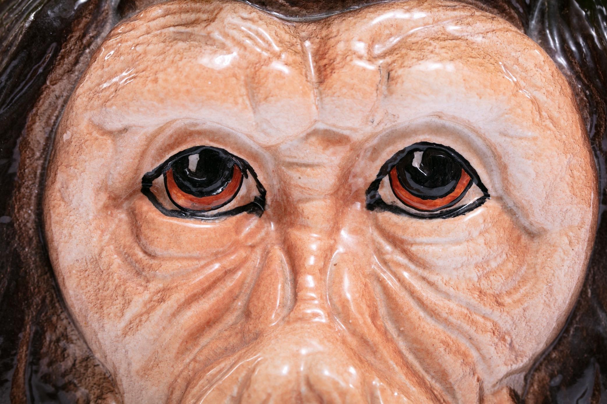 Ceramic Italian Mid Century Hand Painted Chimpanzee Planter For Sale
