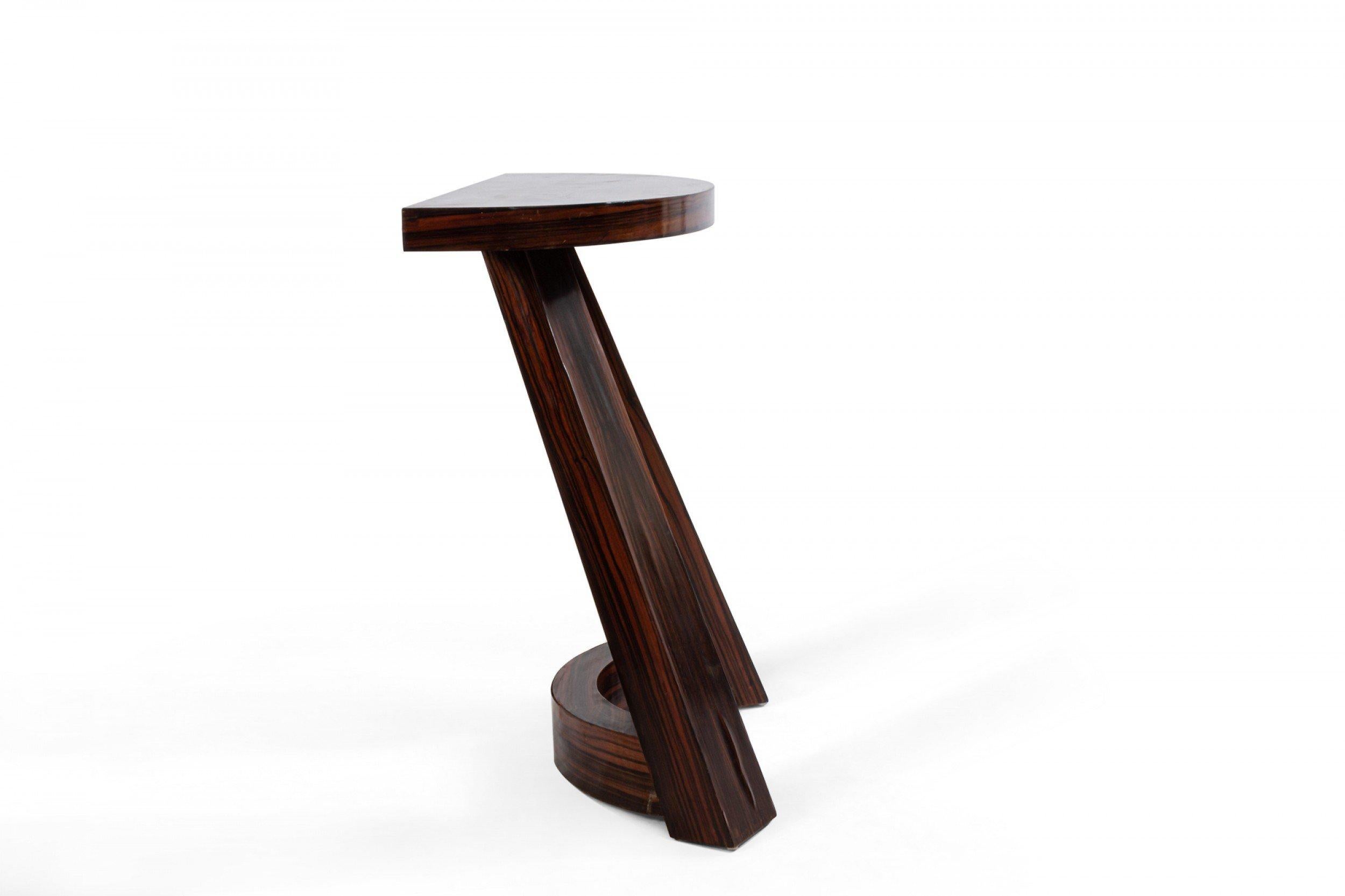 Hardwood Italian Mid-Century Hard Wood Demilune Console Table For Sale