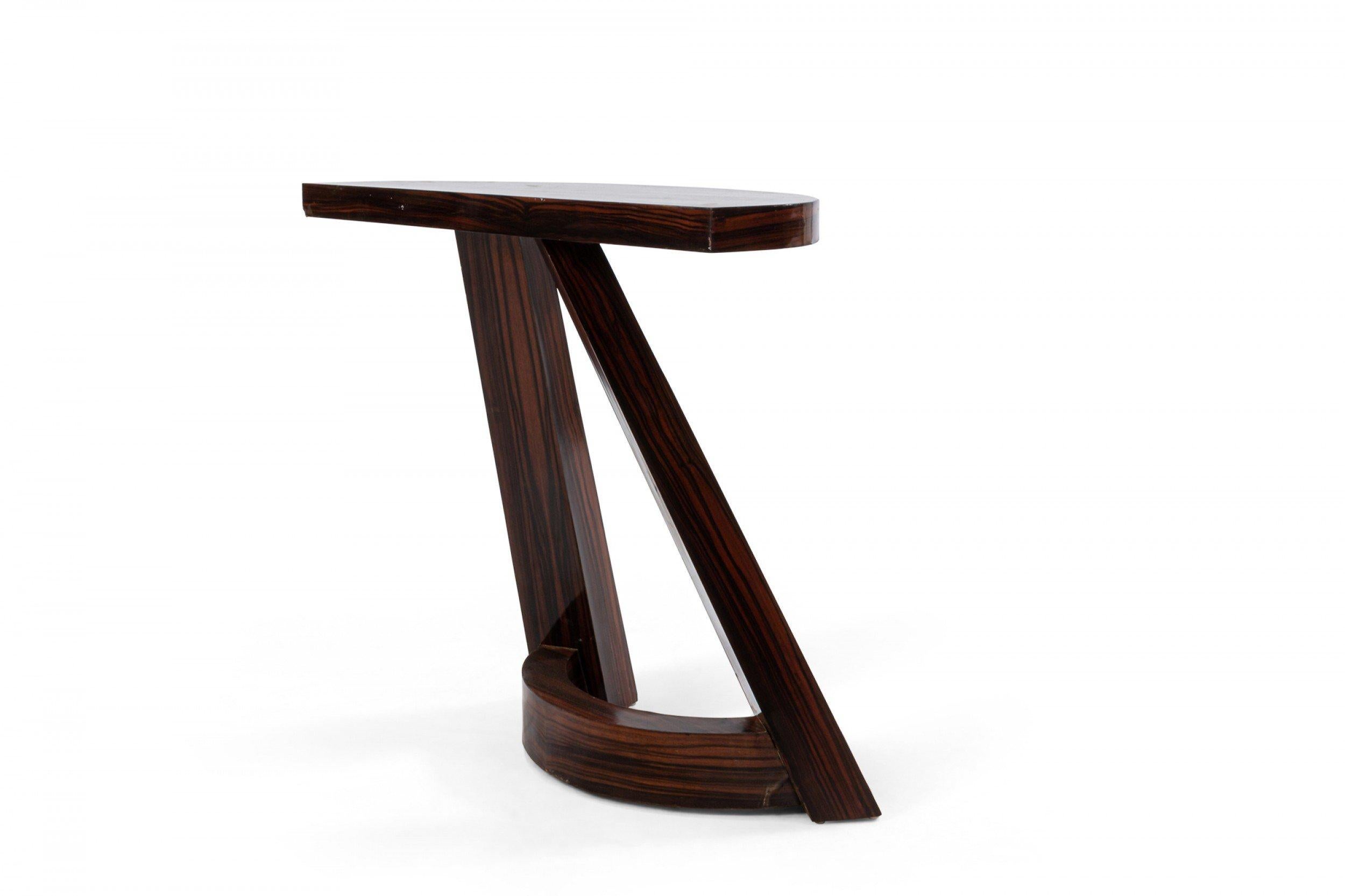 Italian Mid-Century Hard Wood Demilune Console Table For Sale 1