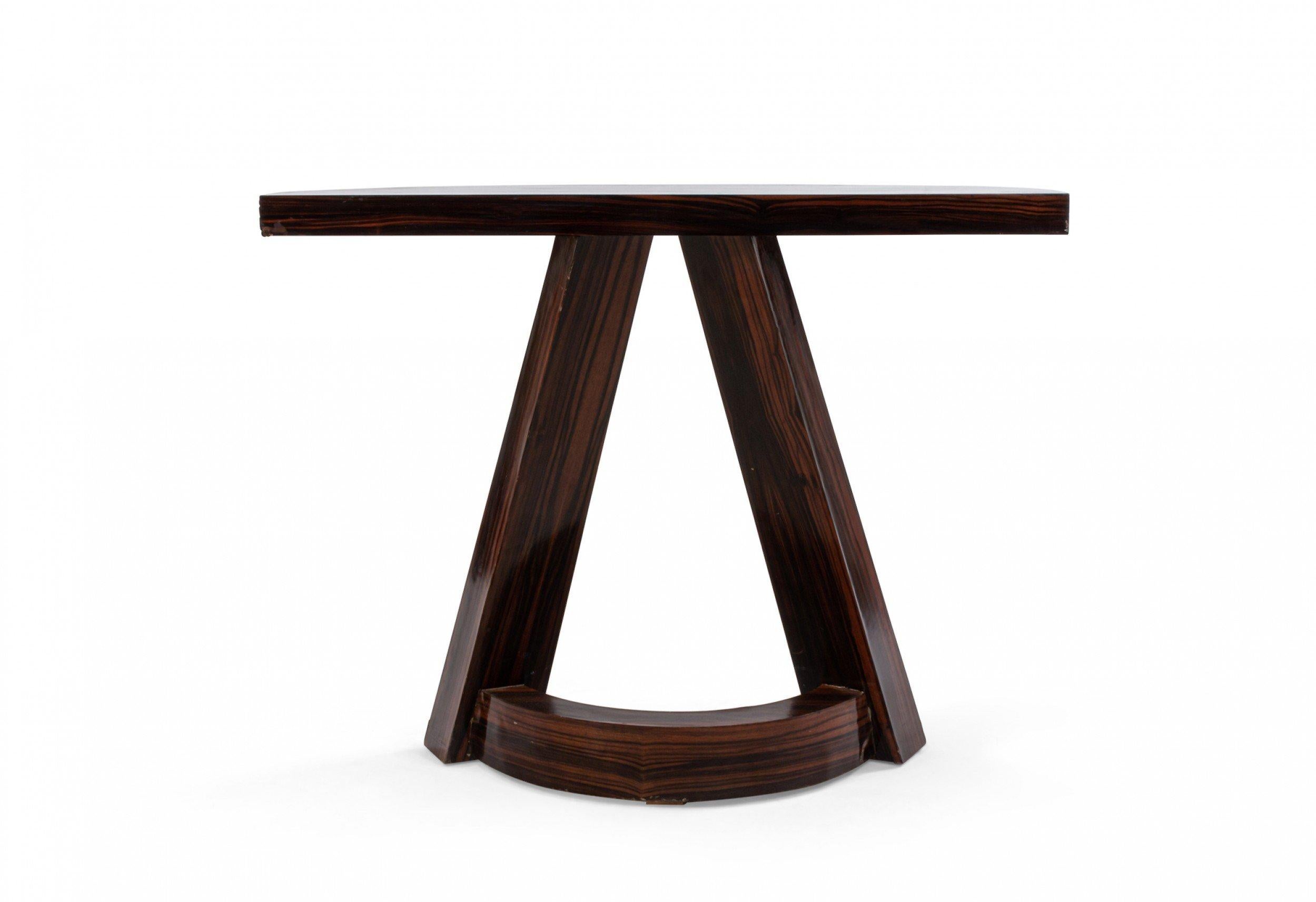 Italian Mid-Century Hard Wood Demilune Console Table For Sale 2