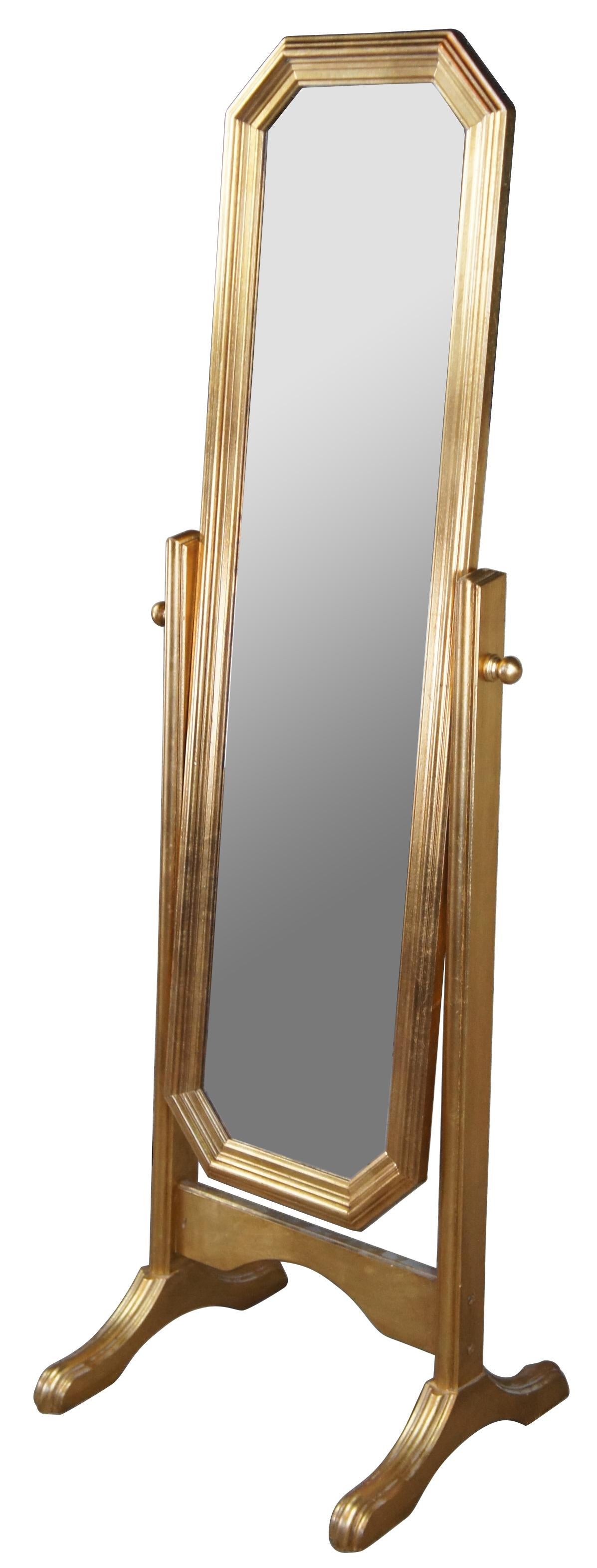 Italian Mid Century Hollywood Regency Gold Cheval Bedroom Dressing Vanity Mirror In Good Condition In Dayton, OH