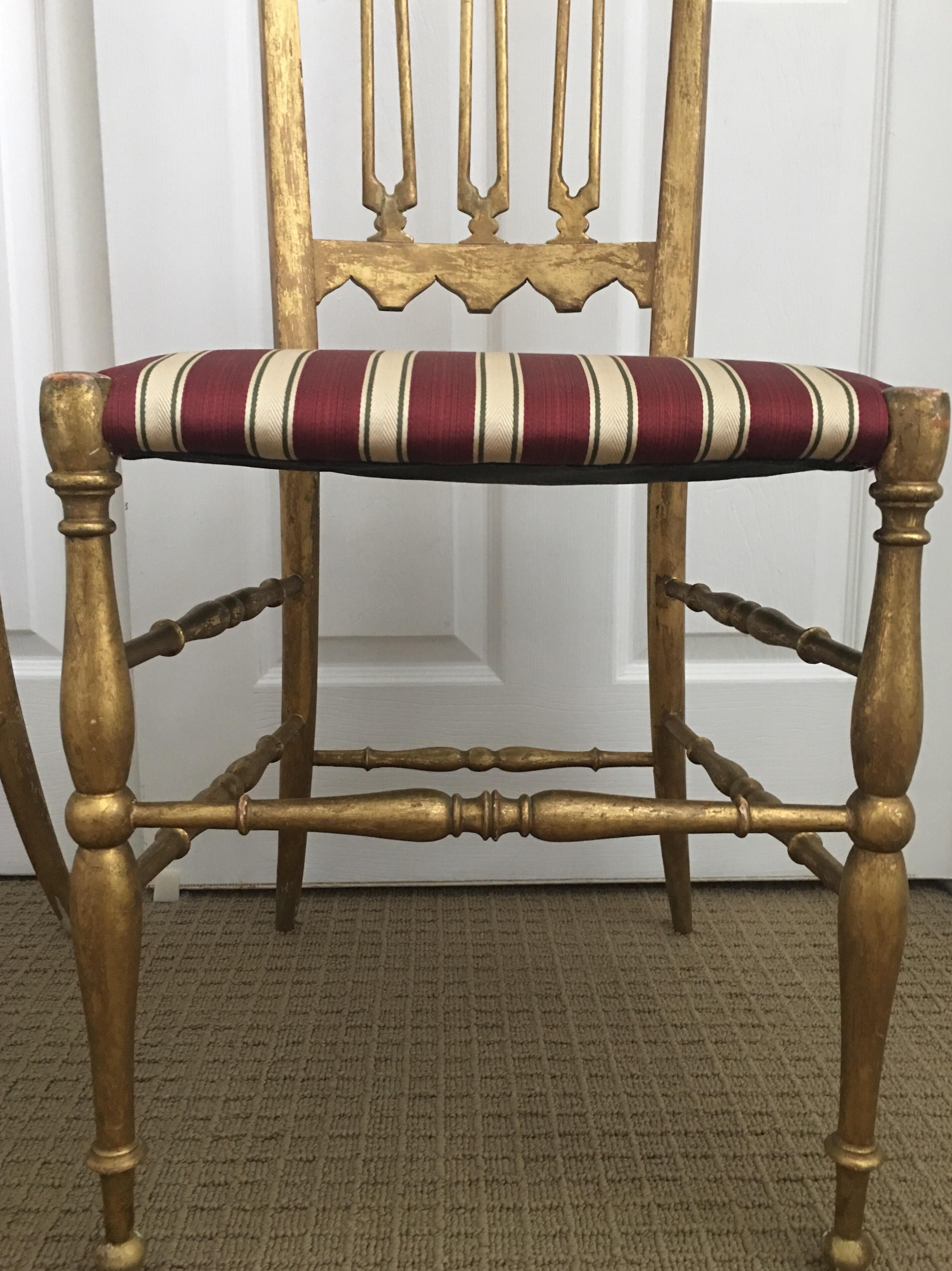 Italian Midcentury Hollywood Regency Style Giltwood Chiavari Chairs, Italy In Good Condition In Lambertville, NJ