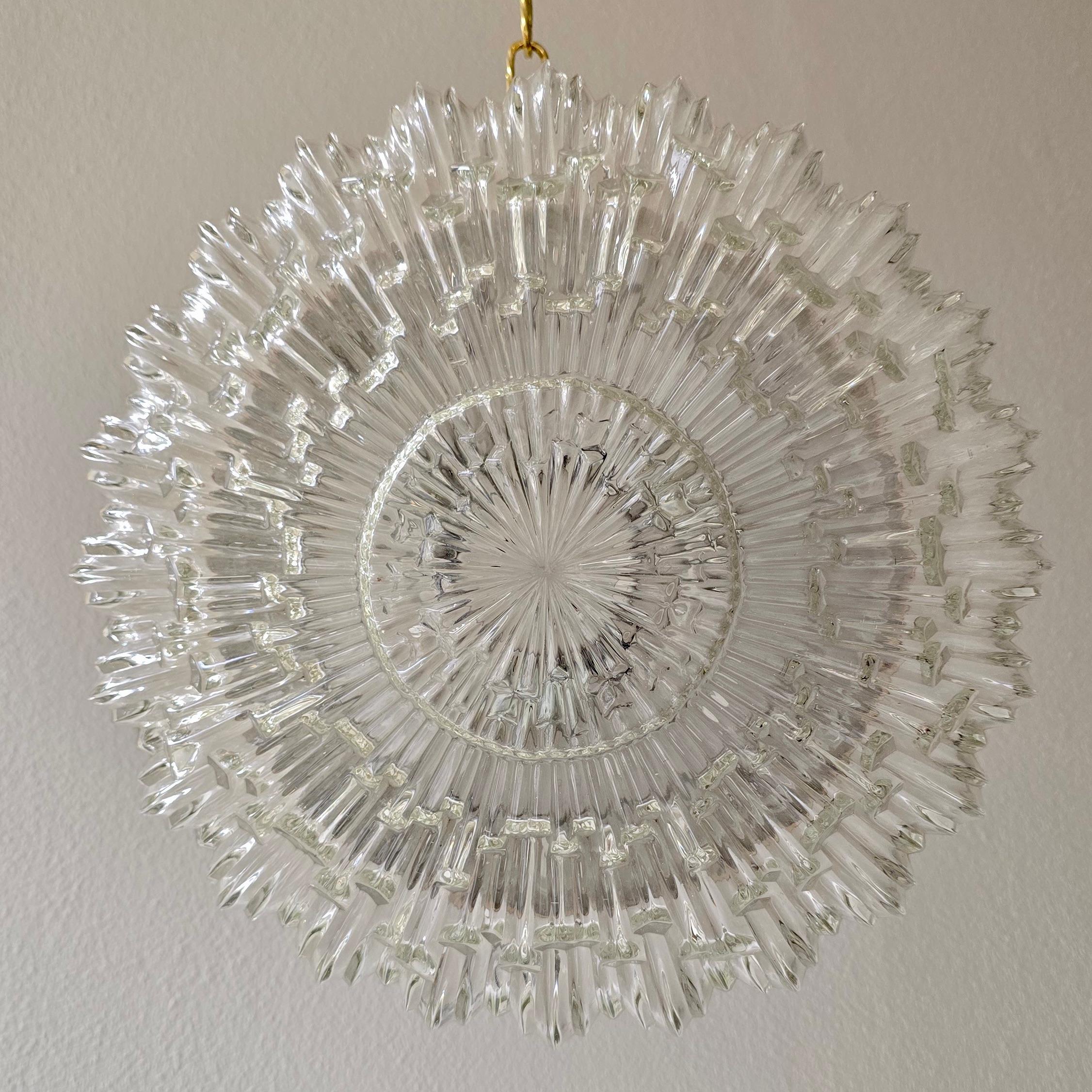 Plafonnier en verre glacé italien du milieu du siècle, Ø 41 cm, années 1960 Bon état - En vente à Antwerp, BE