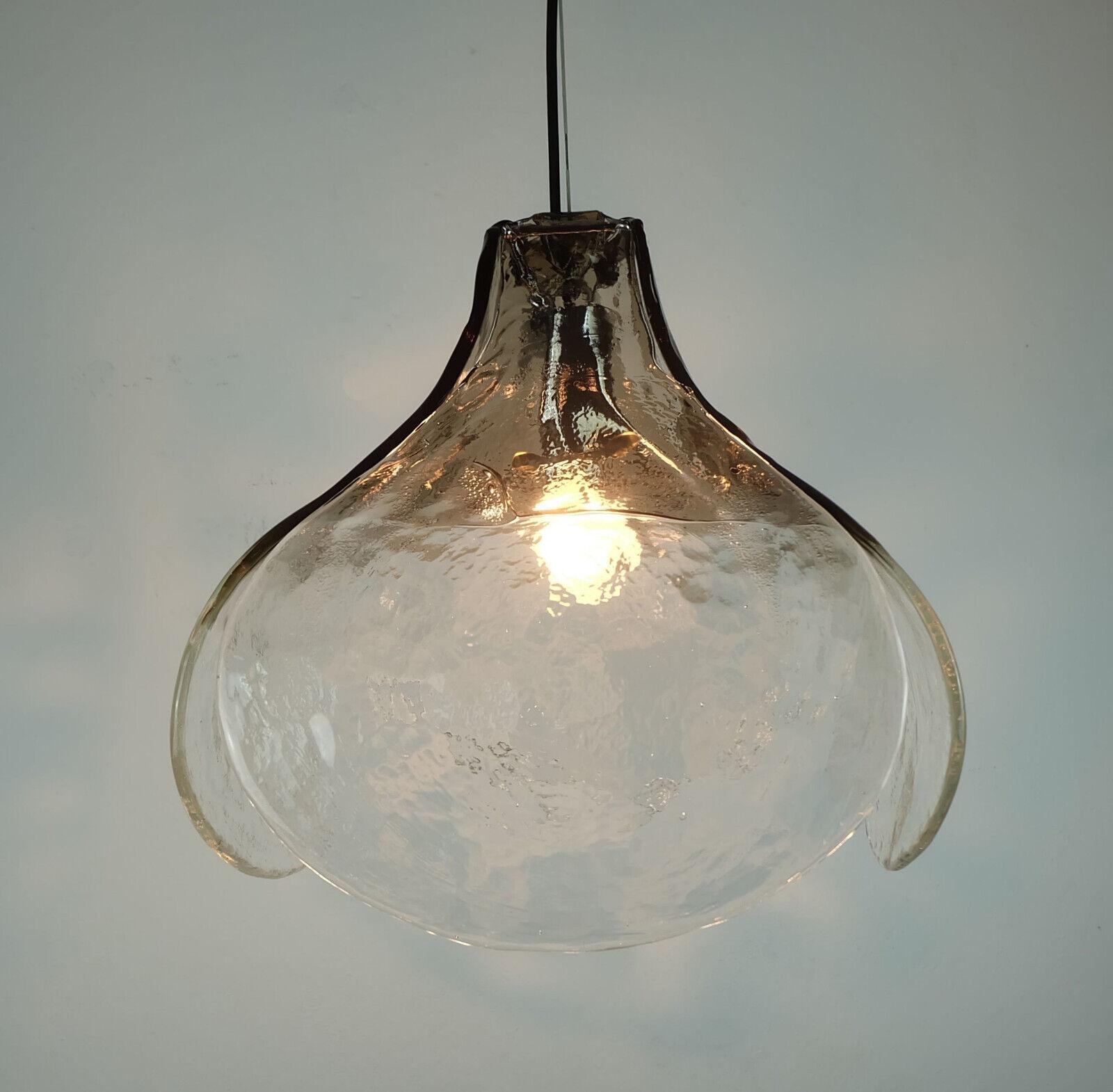 Italienisches italienisches Eisglas Rauchglas aus der Mitte des Jahrhunderts PENDANT LIGHT carlo nason mazzega Mur (Glas) im Angebot