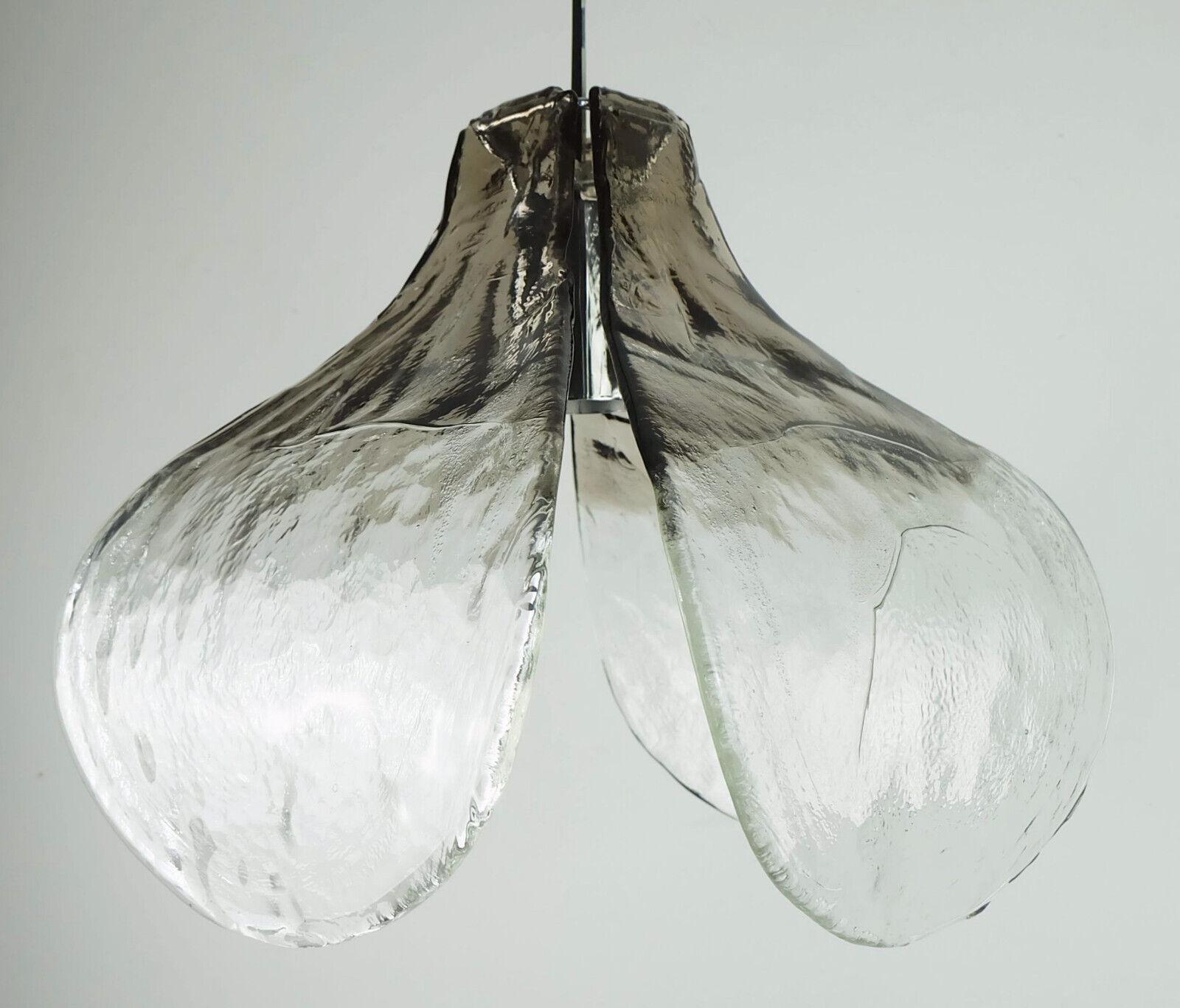 Italienisches italienisches Eisglas Rauchglas aus der Mitte des Jahrhunderts PENDANT LIGHT carlo nason mazzega Mur im Angebot 1