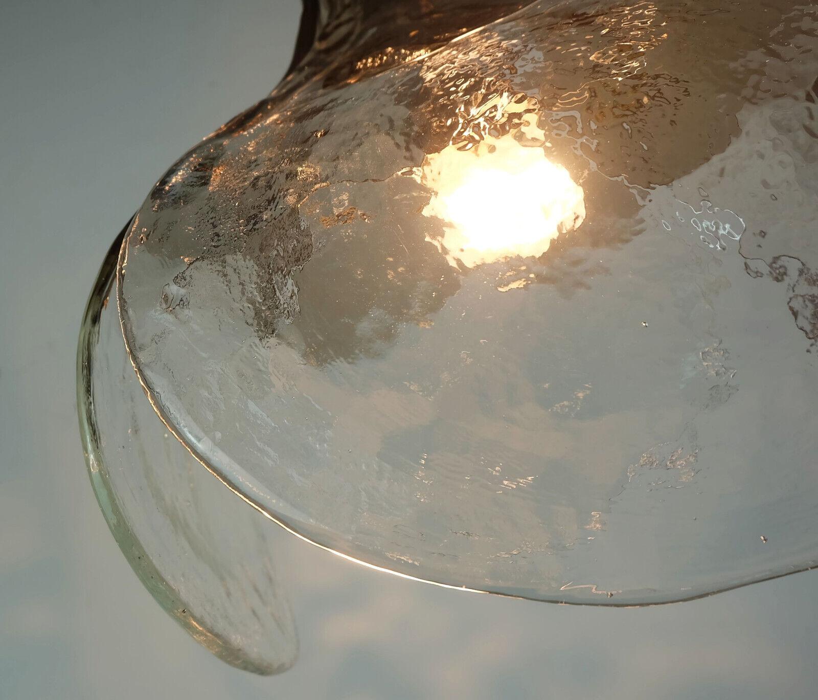 italian mid century ice glass smoked glass PENDANT LIGHT carlo nason mazzega mur For Sale 1