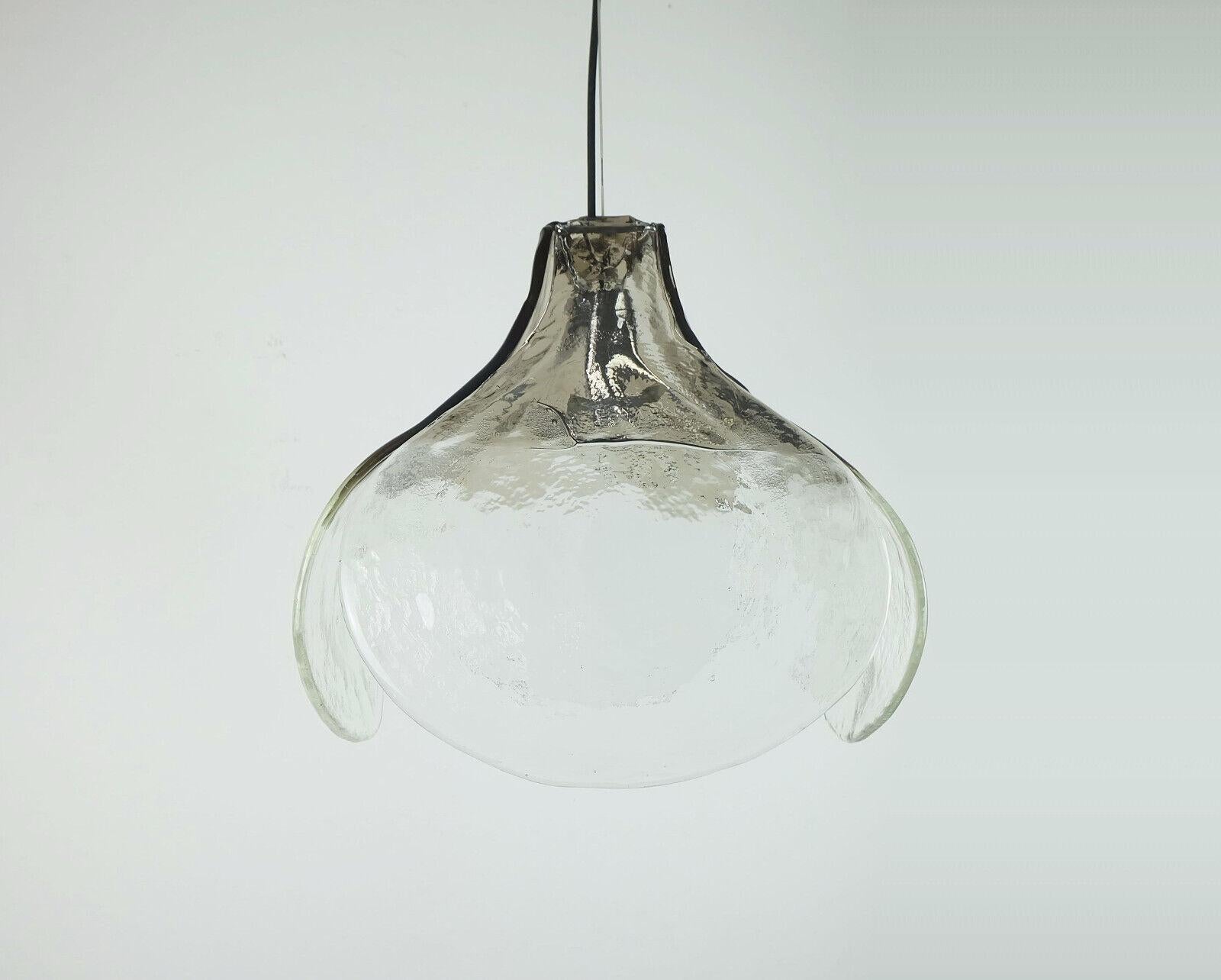 Italienisches italienisches Eisglas Rauchglas aus der Mitte des Jahrhunderts PENDANT LIGHT carlo nason mazzega Mur im Angebot 3