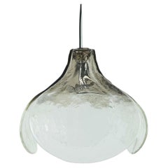 Italienisches italienisches Eisglas Rauchglas aus der Mitte des Jahrhunderts PENDANT LIGHT carlo nason mazzega Mur