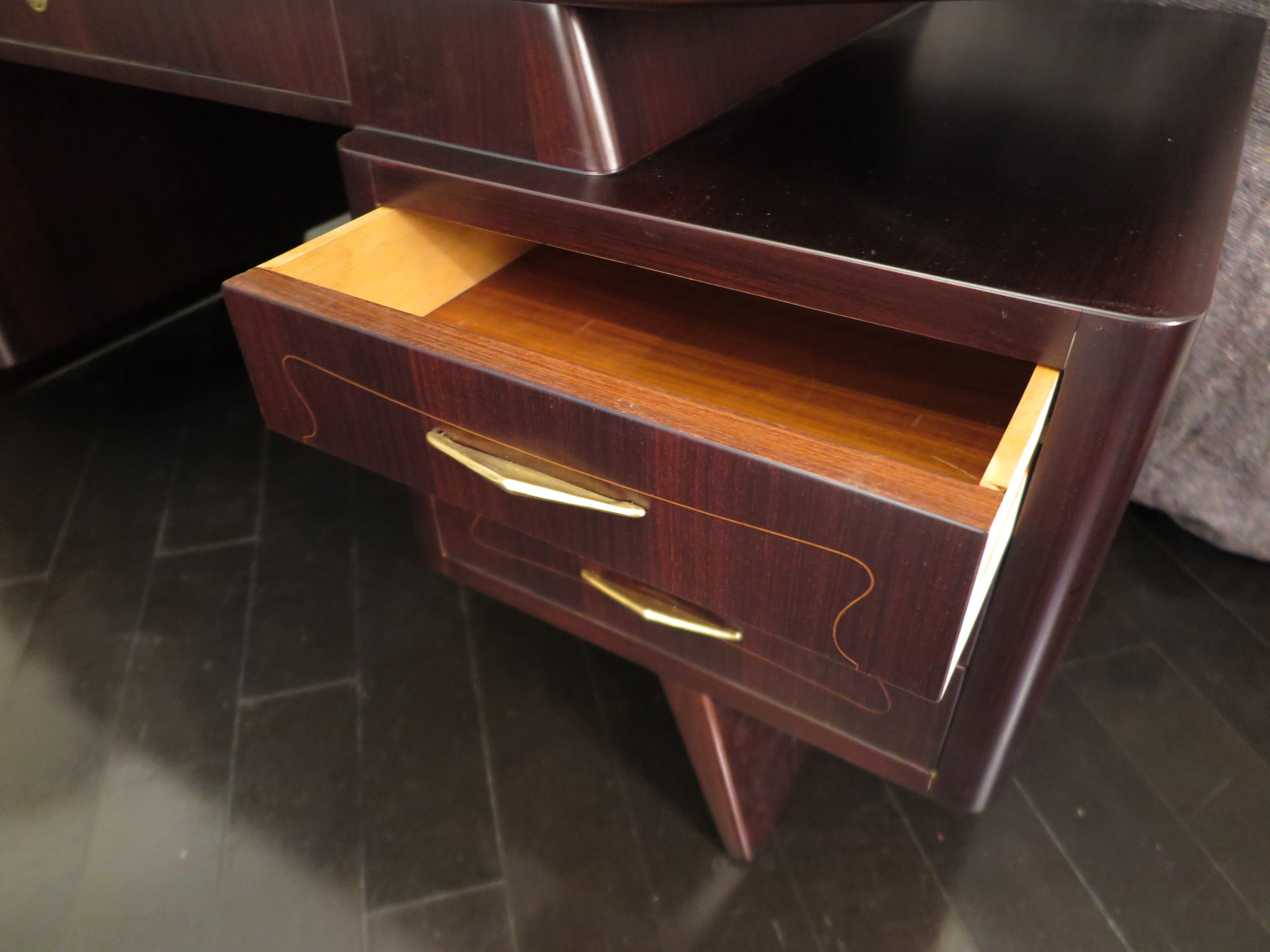 Italian Mid-Century Indian Rosewood Desk By Dassi For Sale 4