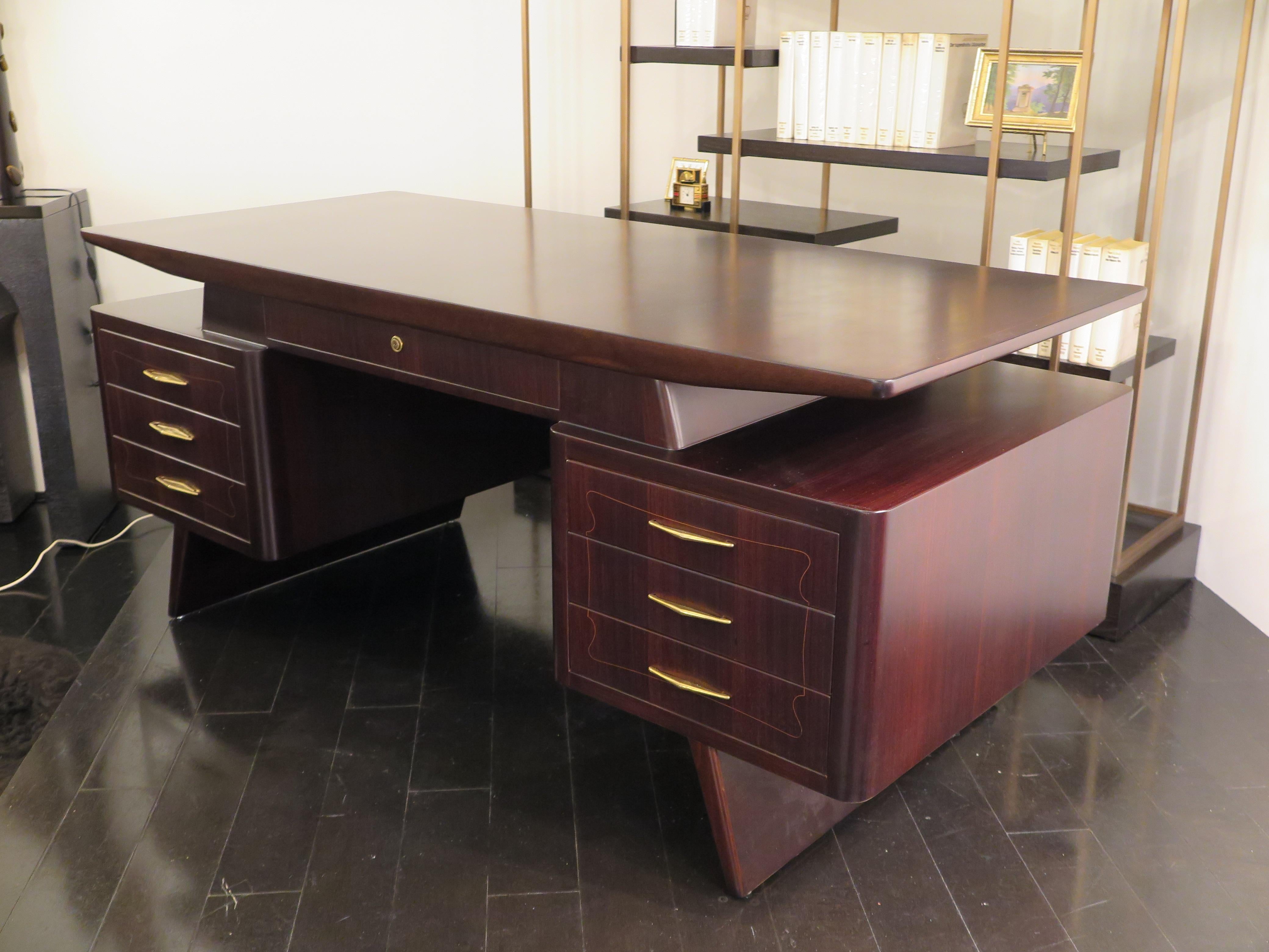 Mid-20th Century Italian Mid-Century Indian Rosewood Desk By Dassi For Sale