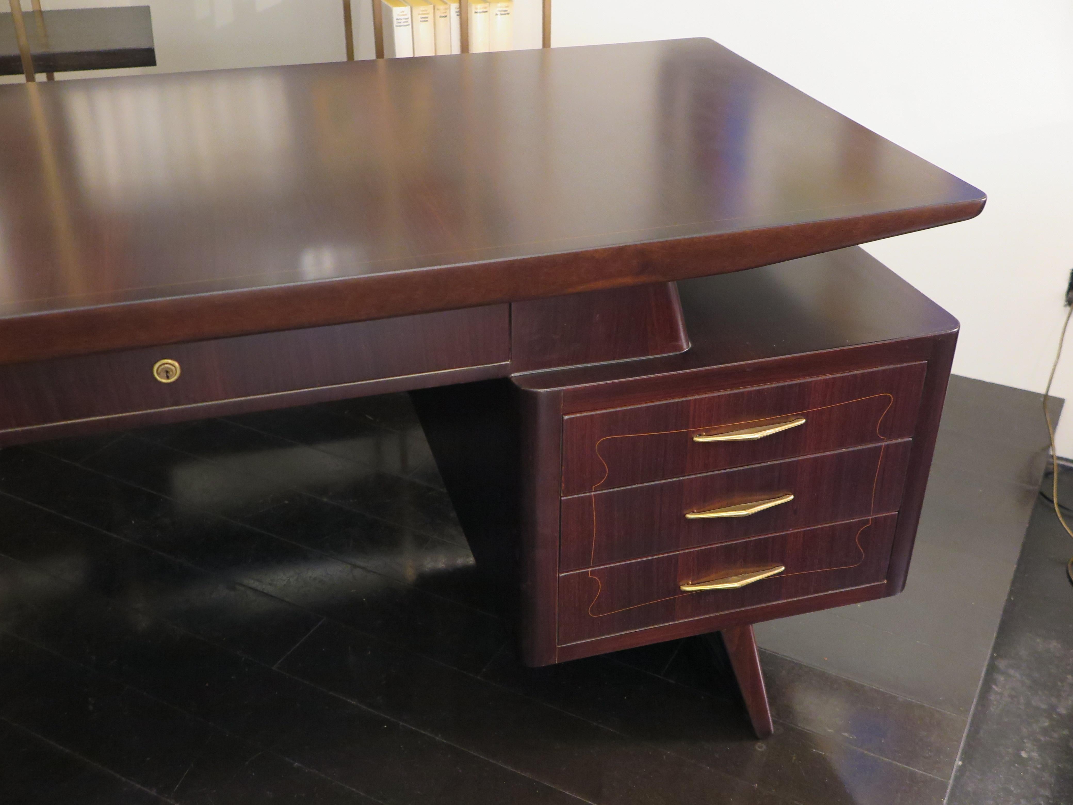 Italian Mid-Century Indian Rosewood Desk By Dassi For Sale 2