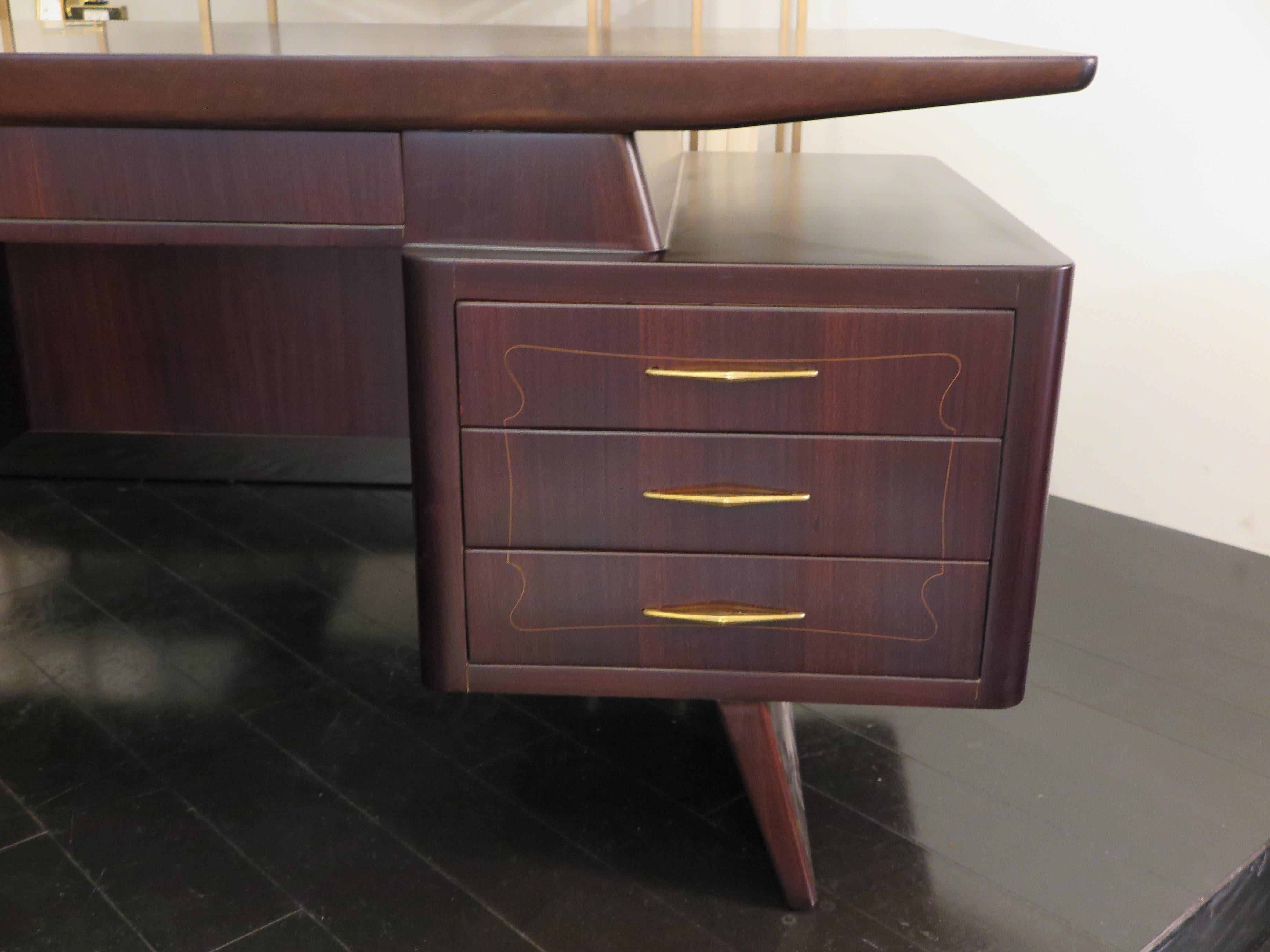 Italian Mid-Century Indian Rosewood Desk By Dassi For Sale 3