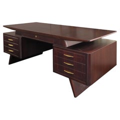 Retro Italian Mid-Century Indian Rosewood Desk By Dassi