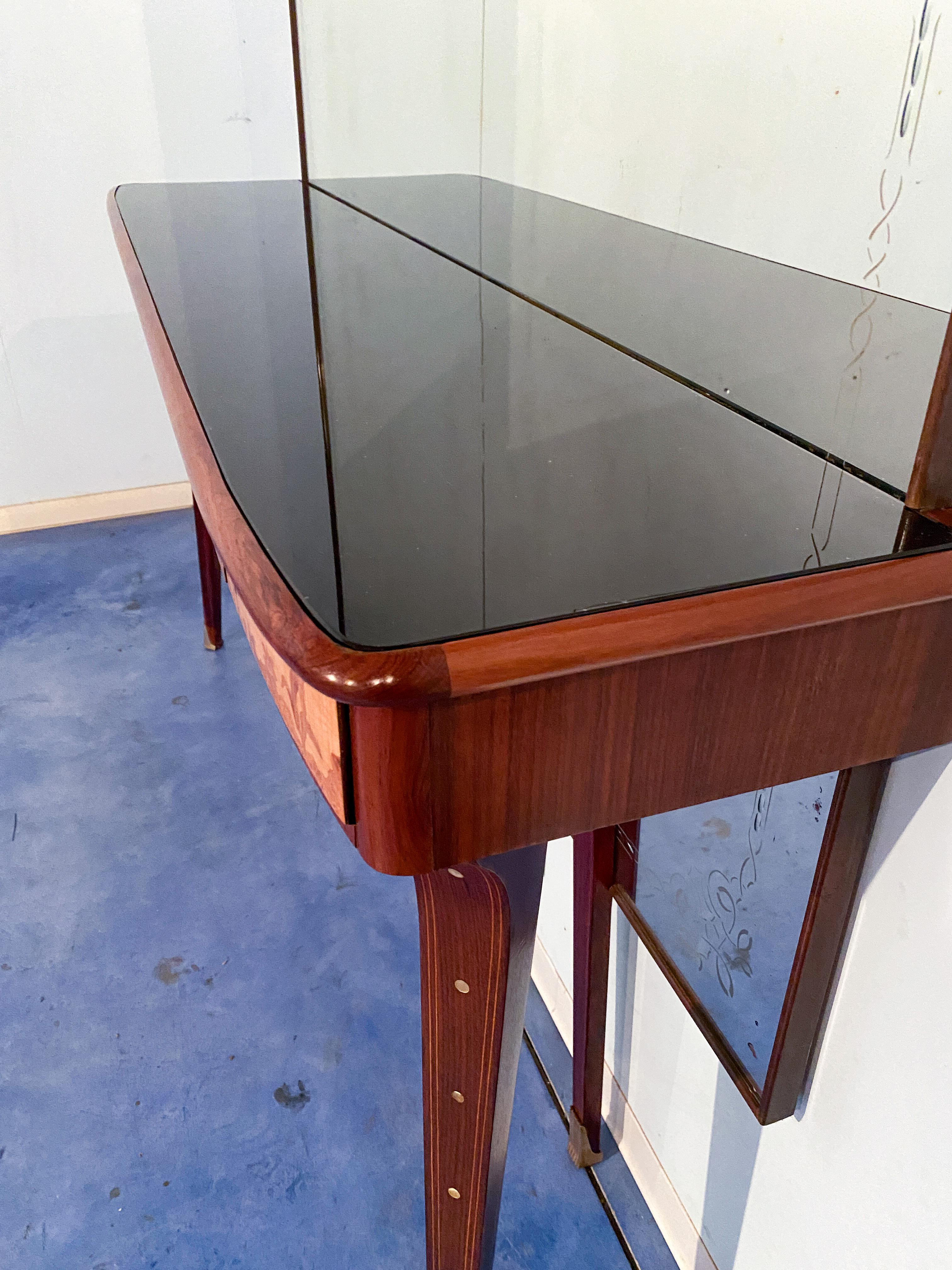 Italian Midcentury Inlaid Console with Mirror by Andrea Gusmai, 1950s For Sale 6
