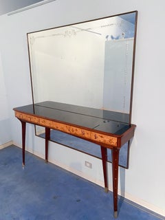 Italian Midcentury Inlaid Console with Mirror by Andrea Gusmai, 1950s