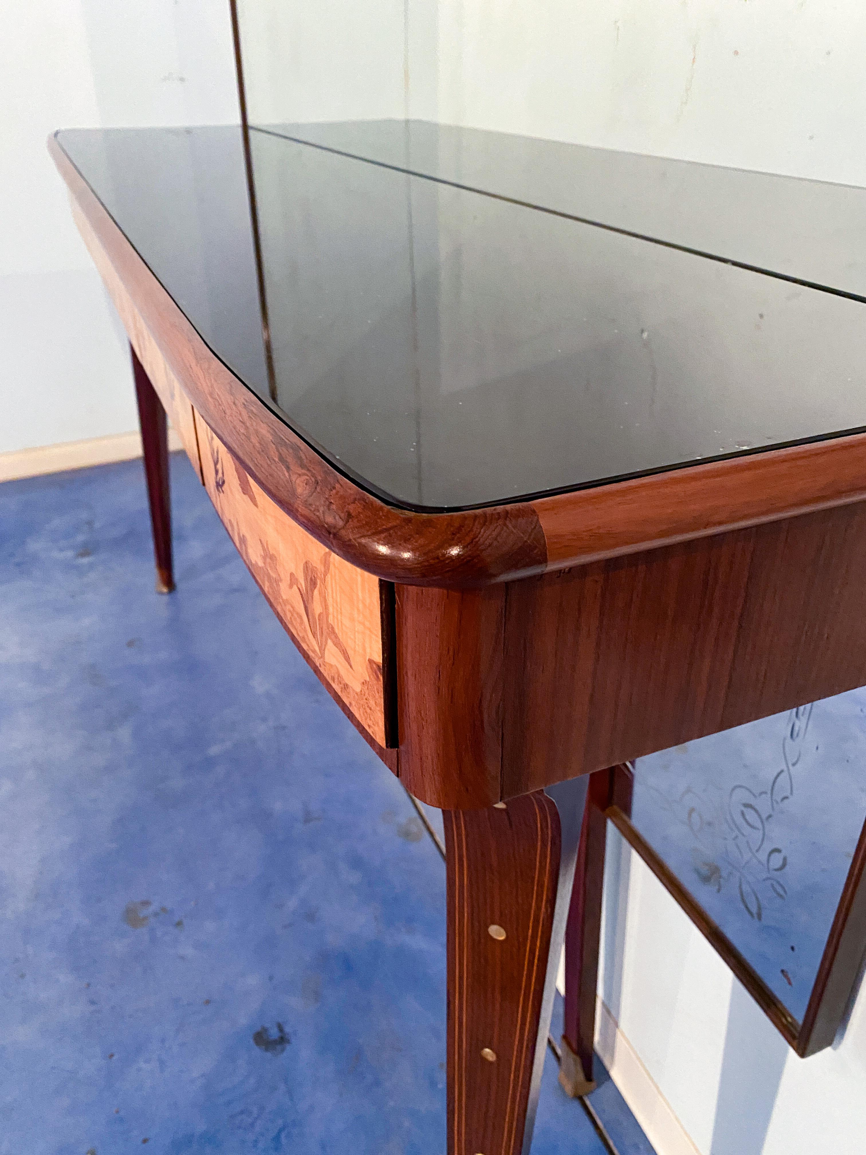 Italian Midcentury Inlaid Console with Mirror by Andrea Gusmai, 1950s For Sale 3