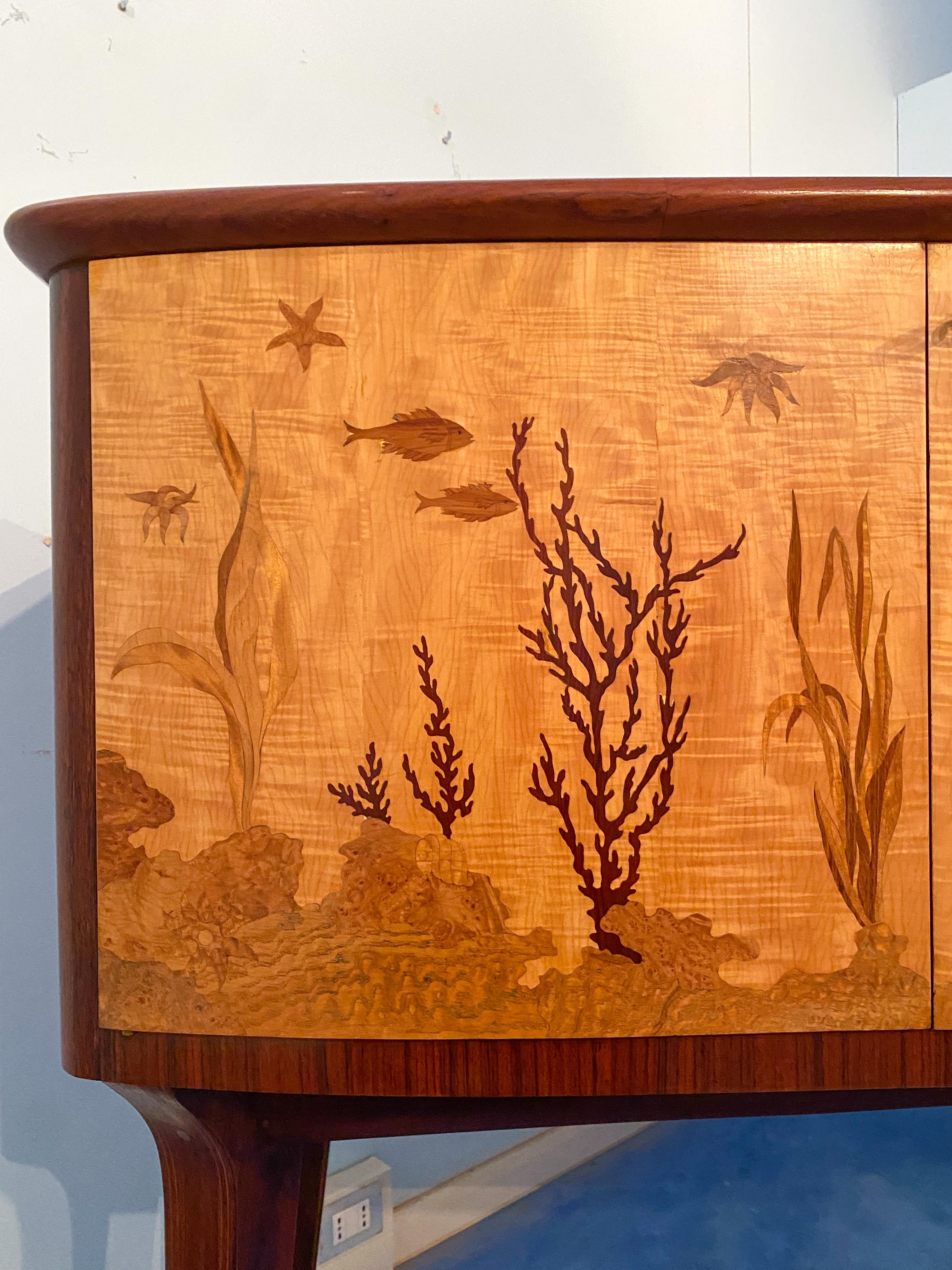 Italian Midcentury Inlaid Maple Sideboard by Andrea Gusmai, 1950s For Sale 5