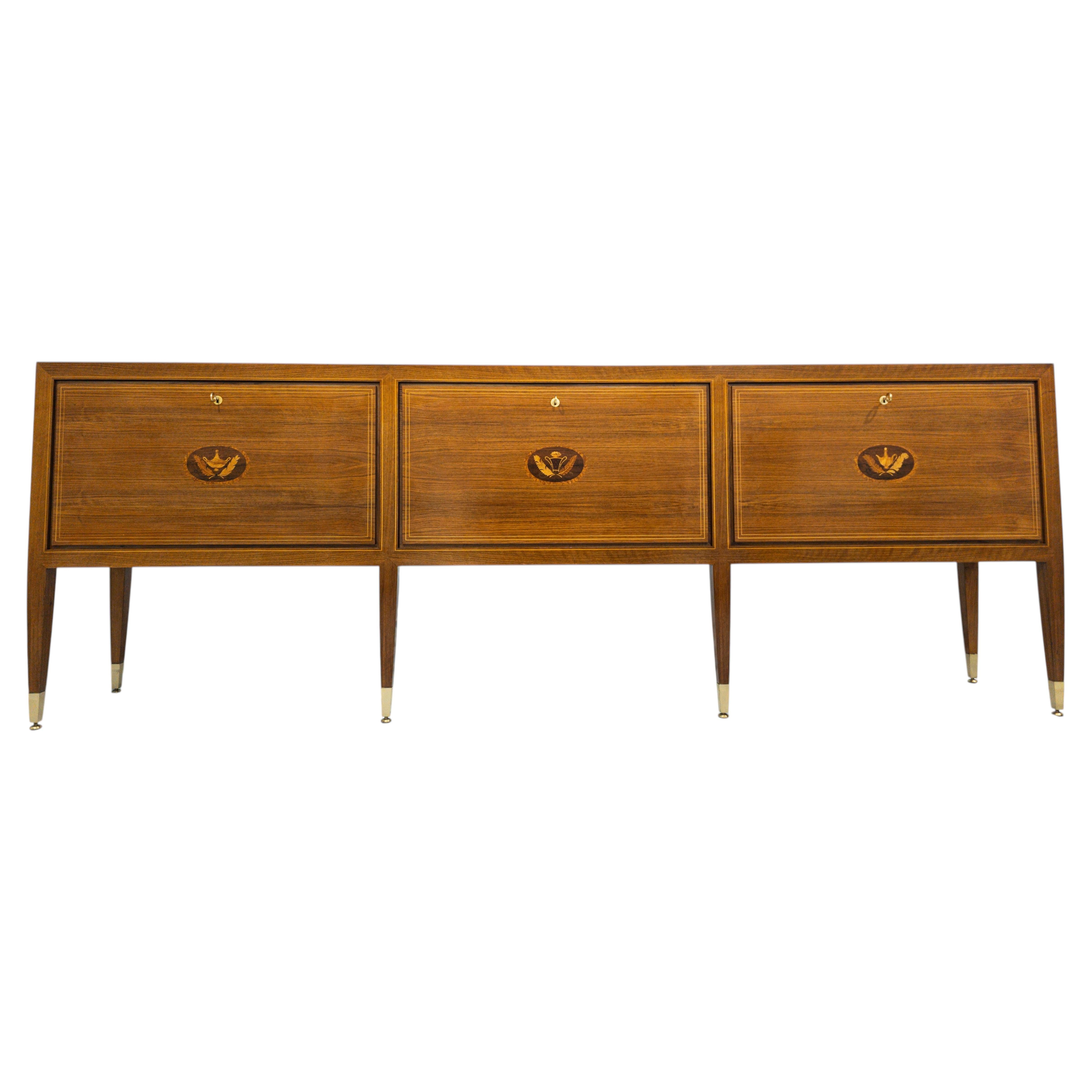 Italian Mid-Century Inlayed Sideboard designed by Paolo Buffa, 1950s