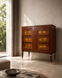 Italian Mid-Century Inlayed Sideboard or Cabinet Bar designed by Paolo Buffa