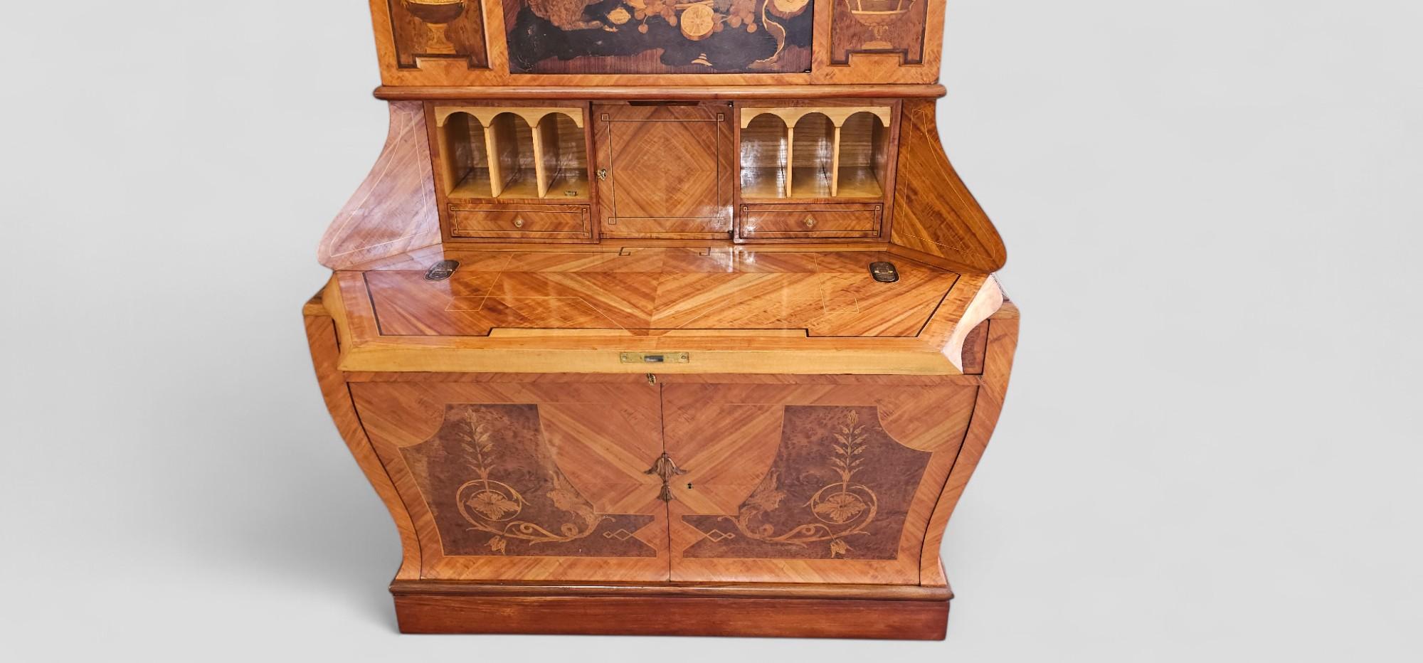 Baroque Italian Mid-Century Inlayed Sideboard or Trumeau by Cornelio Ferrandi, 1964 For Sale
