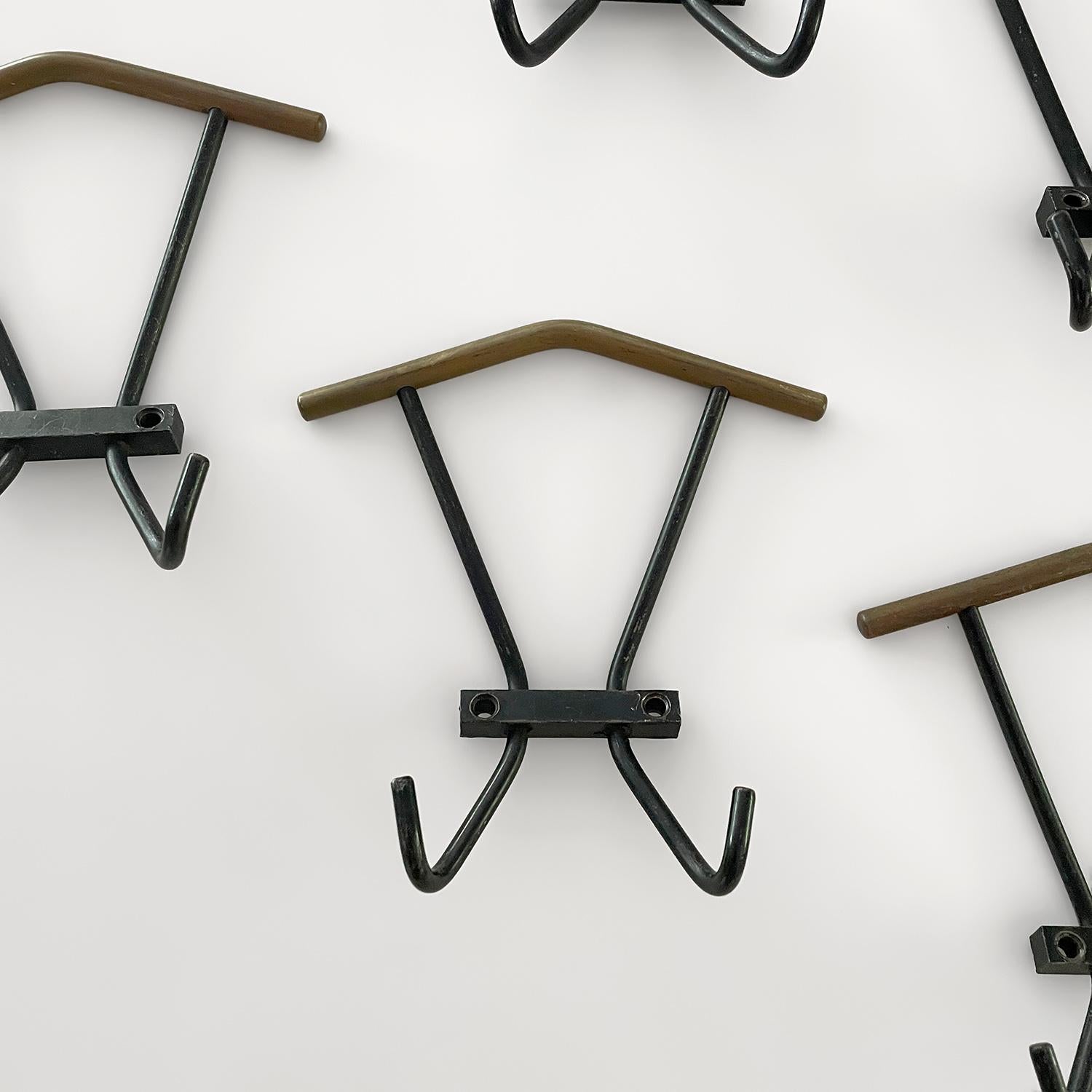 Italian Mid Century Iron Wall Coat Hooks - 5 available 5