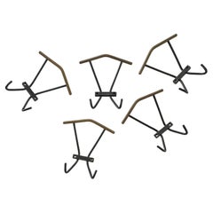 Italian Mid Century Iron Wall Coat Hooks - 5 available