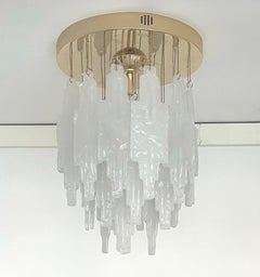 Italian Mid-Century Italian White Murano Glass Chandelier by Poliarte, 1970s