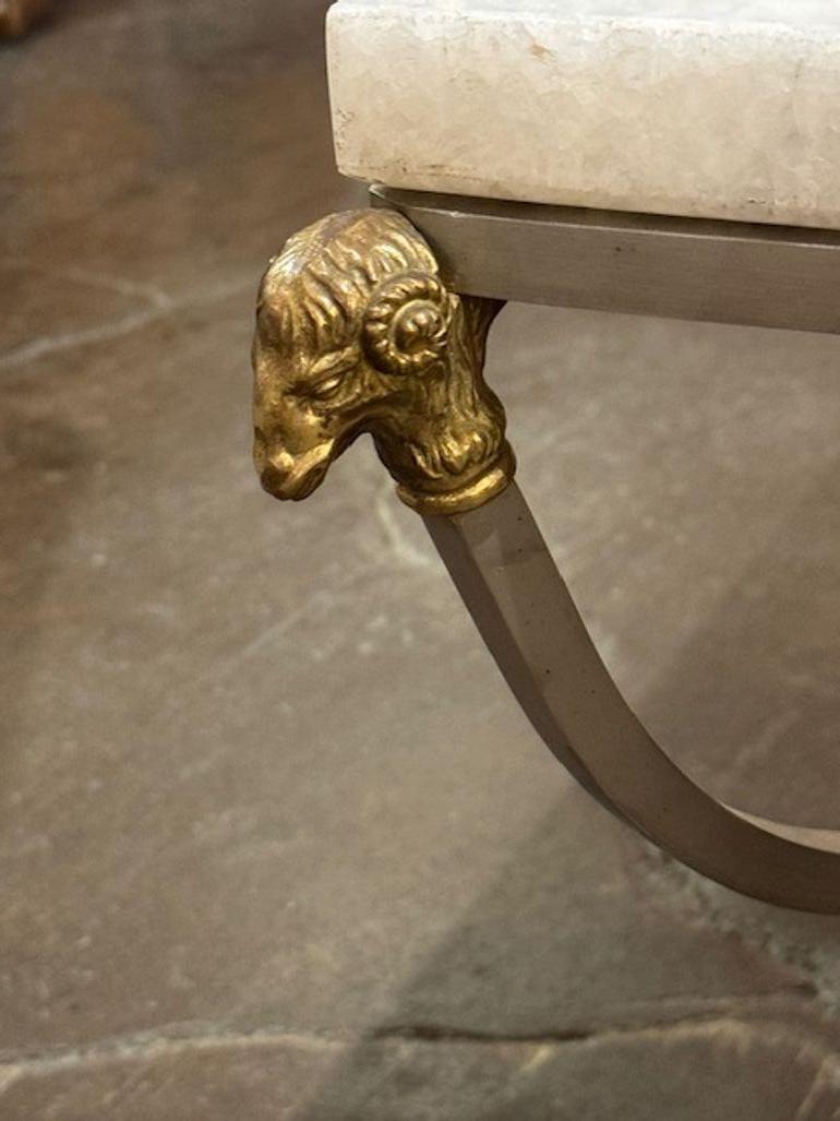 Mesa de centro italiana de mediados de siglo estilo Jansen con tapa de mármol en Bueno estado para la venta en Dallas, TX